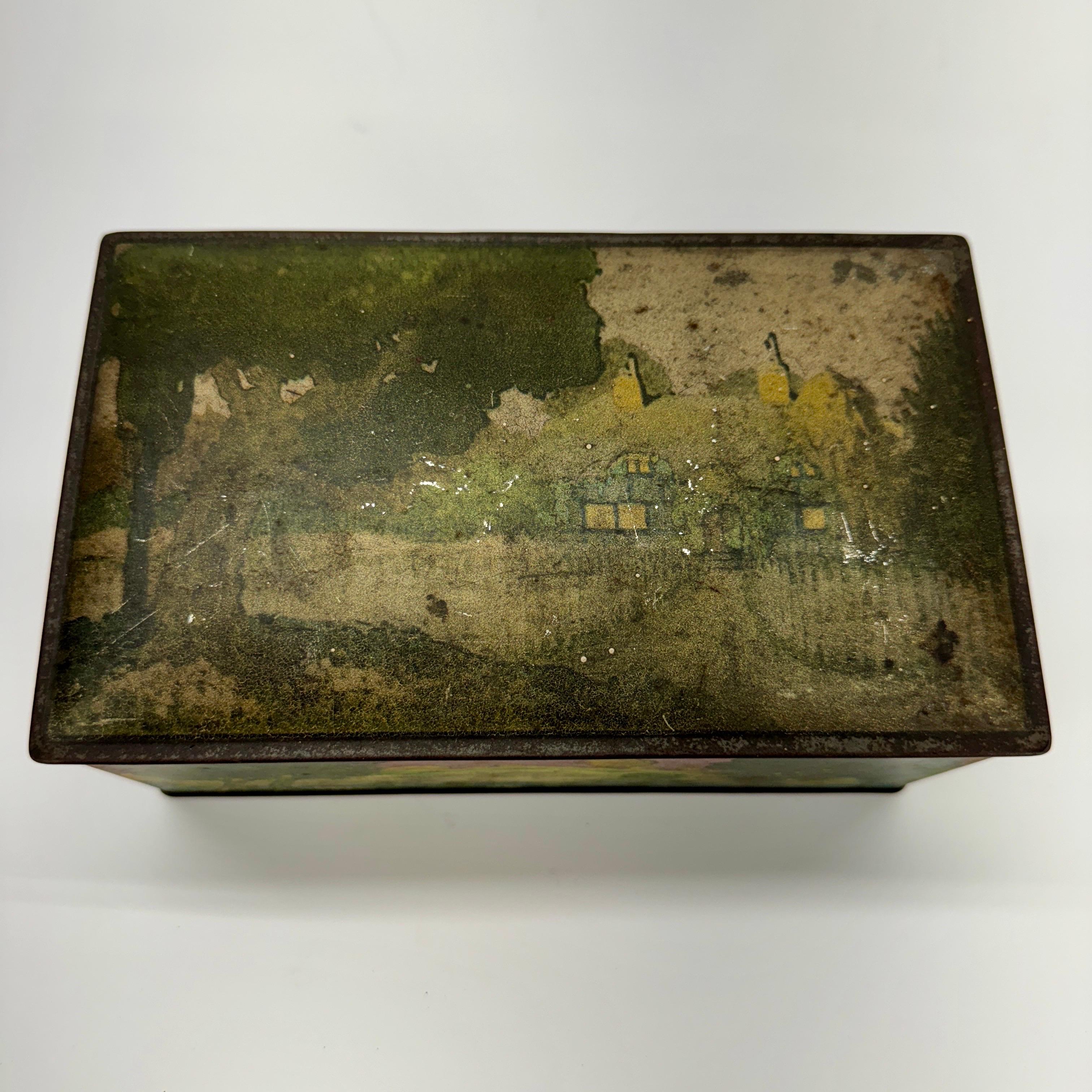Painted Tin Rectangular Box with Landscape from Canco 3
