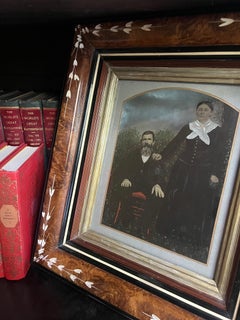 Painted Tintype Couple in Victorian Eastlake Frame