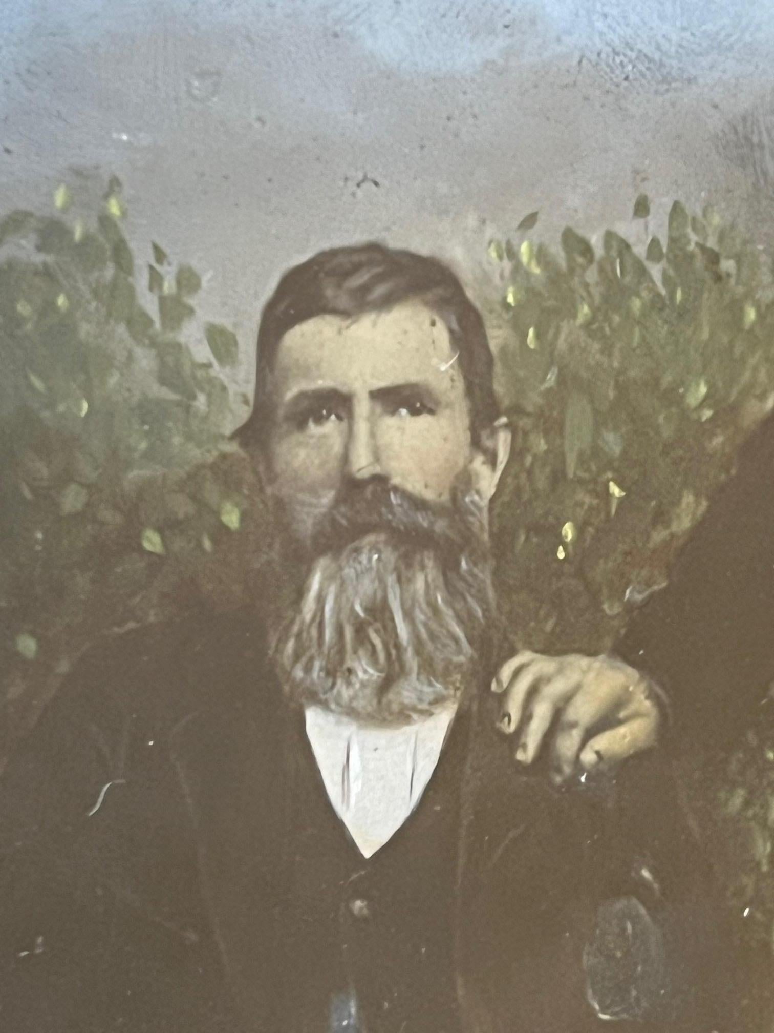 19th Century Painted Tintype Couple in Victorian Eastlake Frame