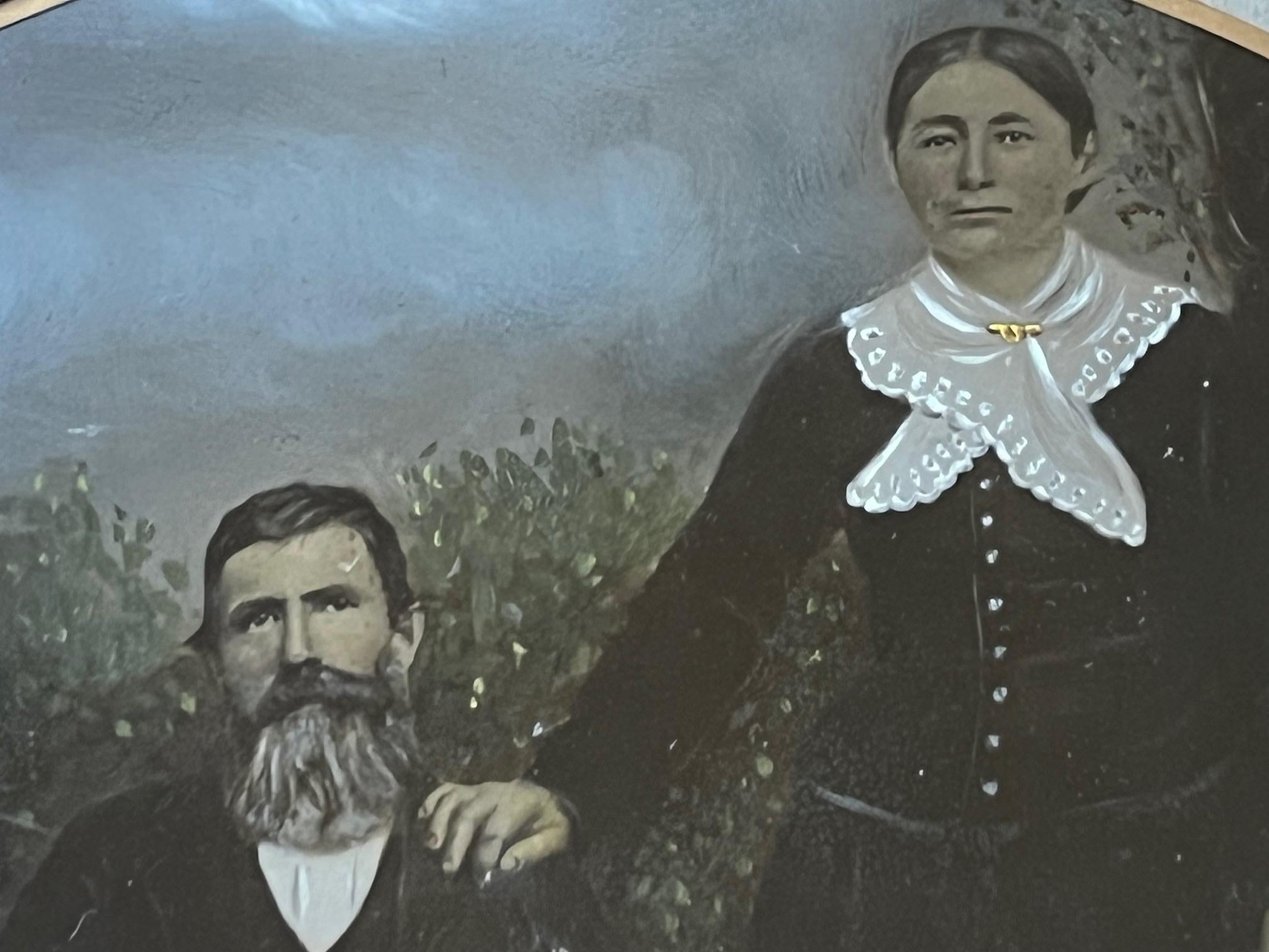 Painted Tintype Couple in Victorian Eastlake Frame 2
