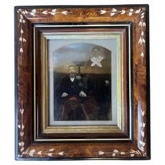 Painted Tintype Couple in Victorian Eastlake Frame