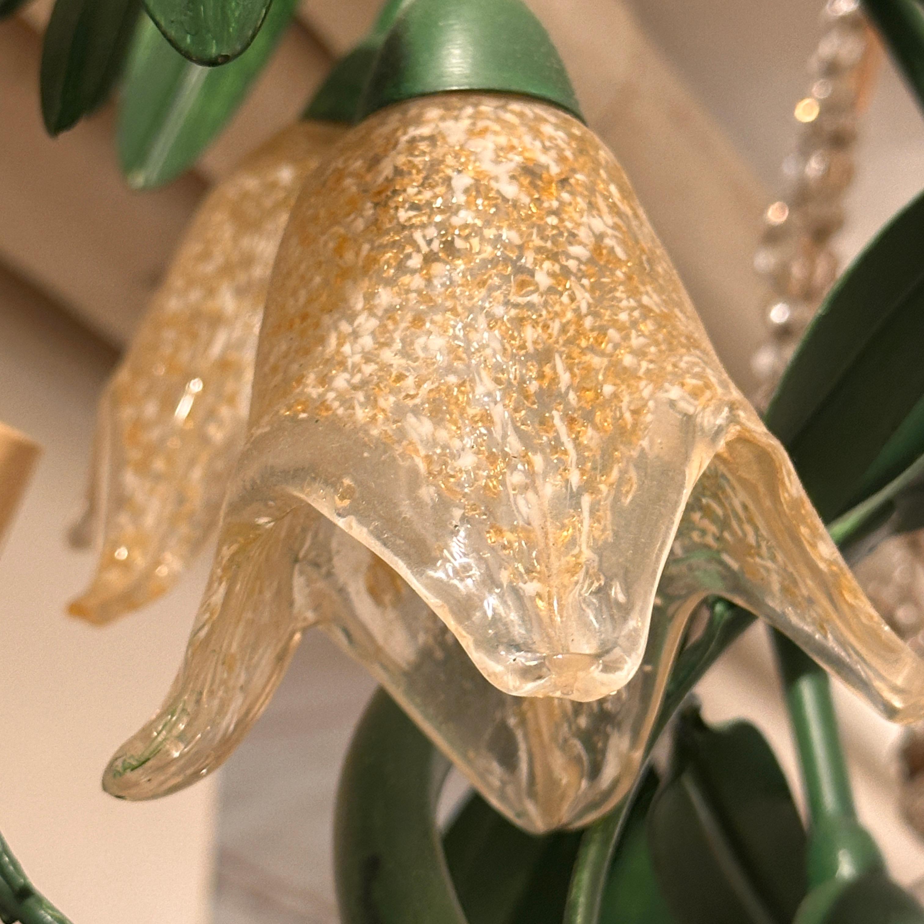 Painted Tole and Glass Light Fixture Bon état - En vente à New York, NY