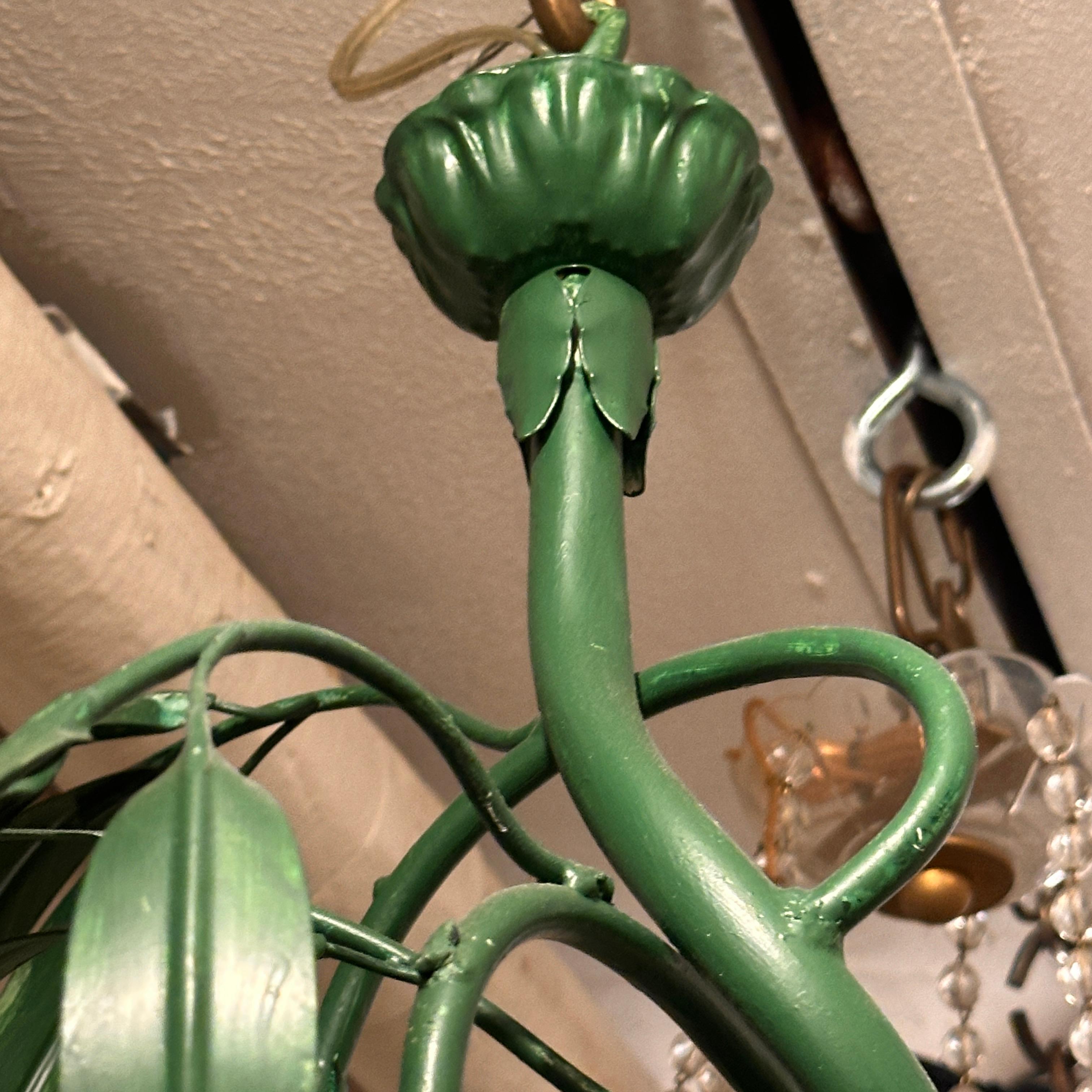 Métal Painted Tole and Glass Light Fixture en vente