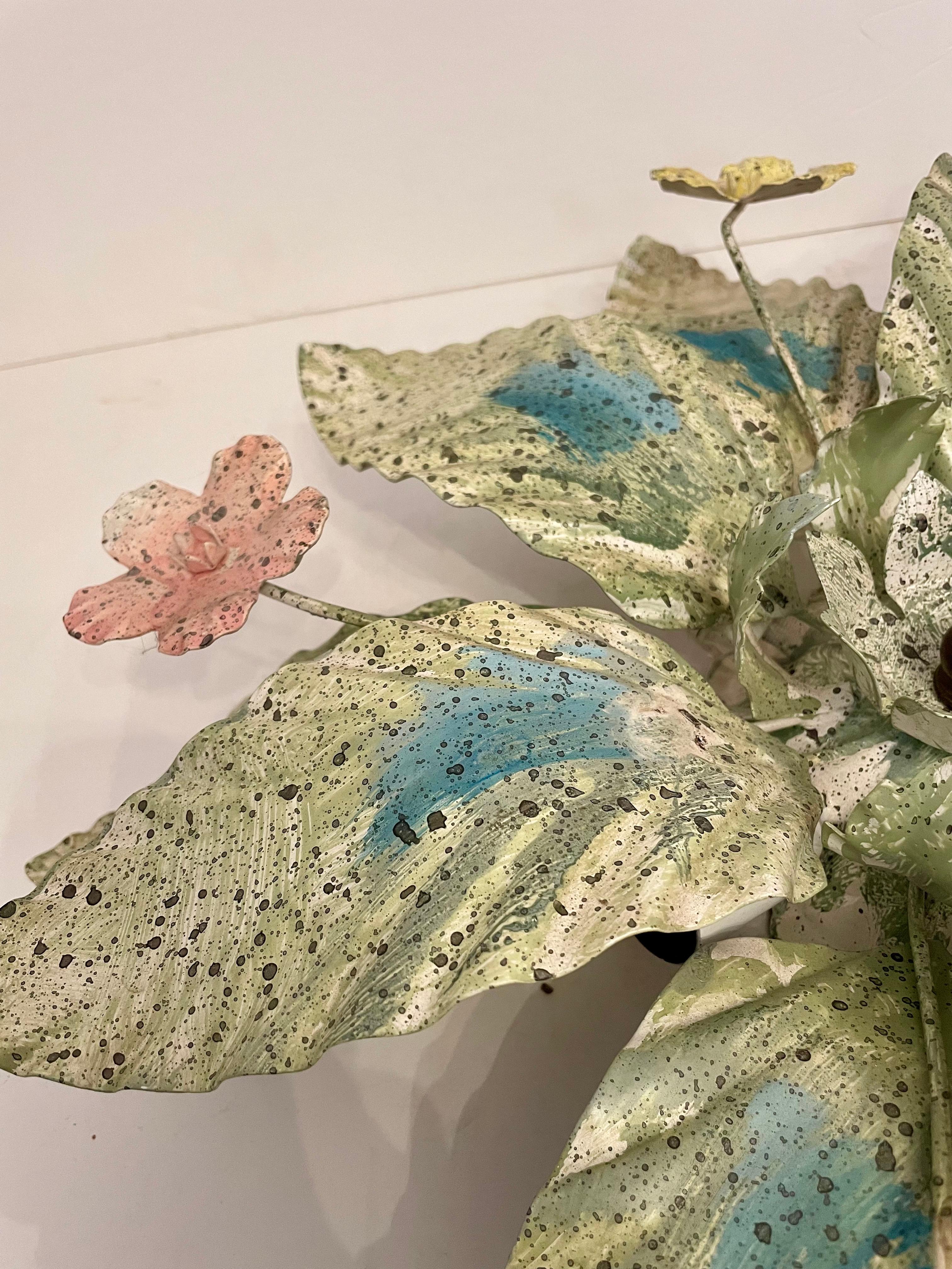 Painted Tole Flush Mount Floral Chandelier 3