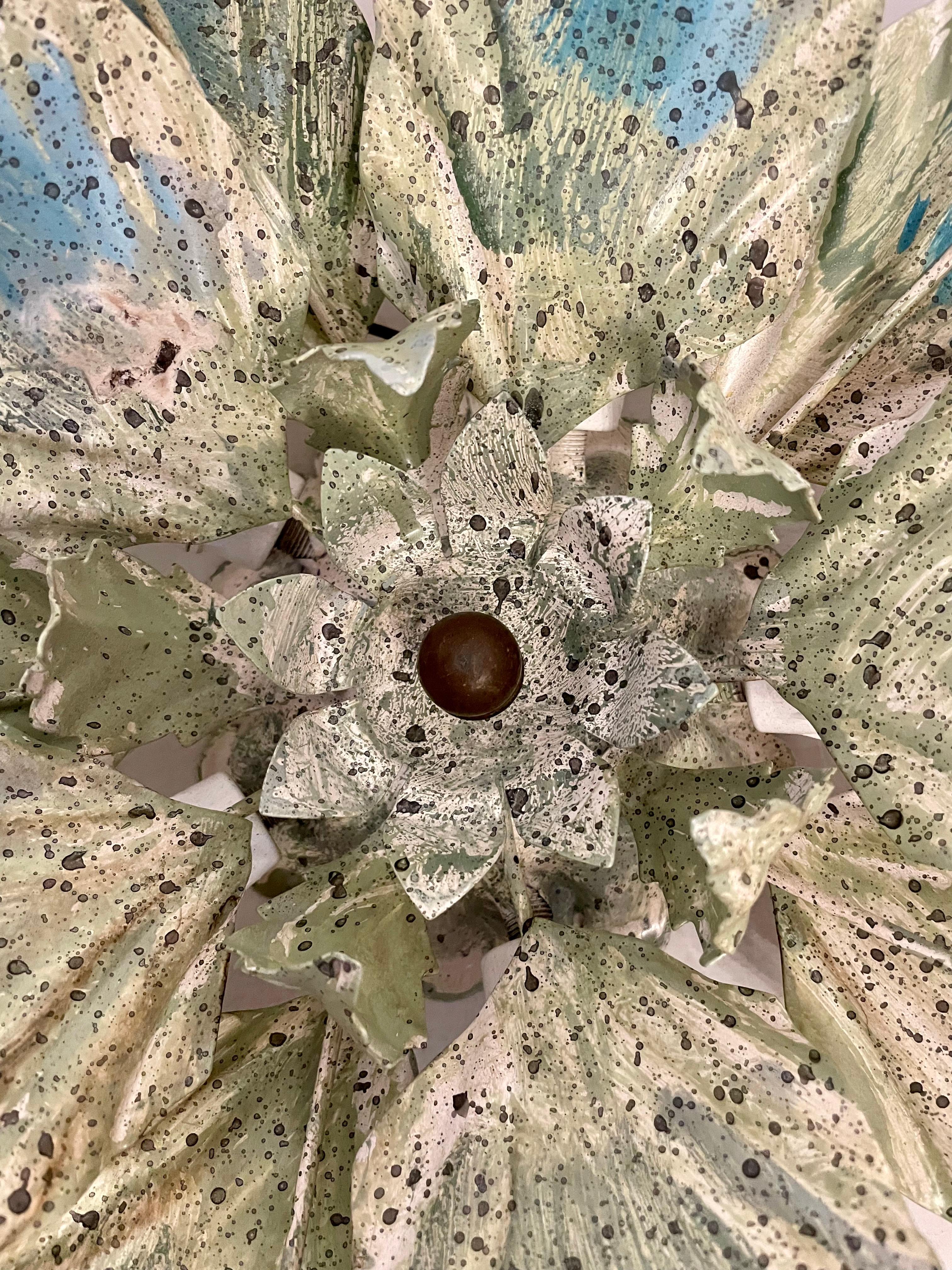 Metal Painted Tole Flush Mount Floral Chandelier