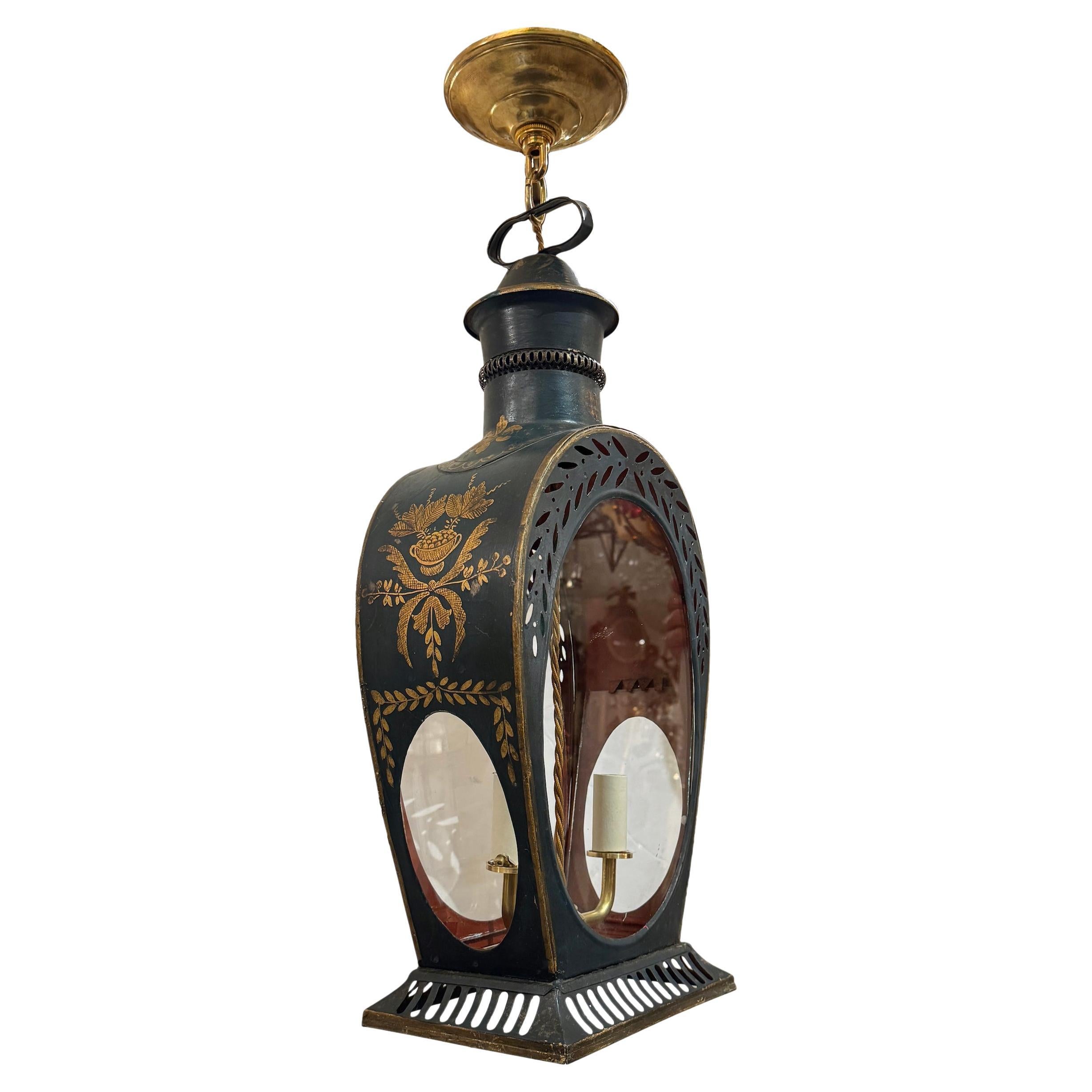 Painted Tole Lantern For Sale