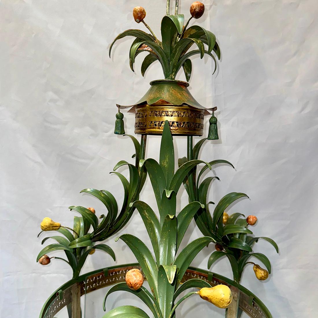 Italian Painted Tole Lantern with Foliage