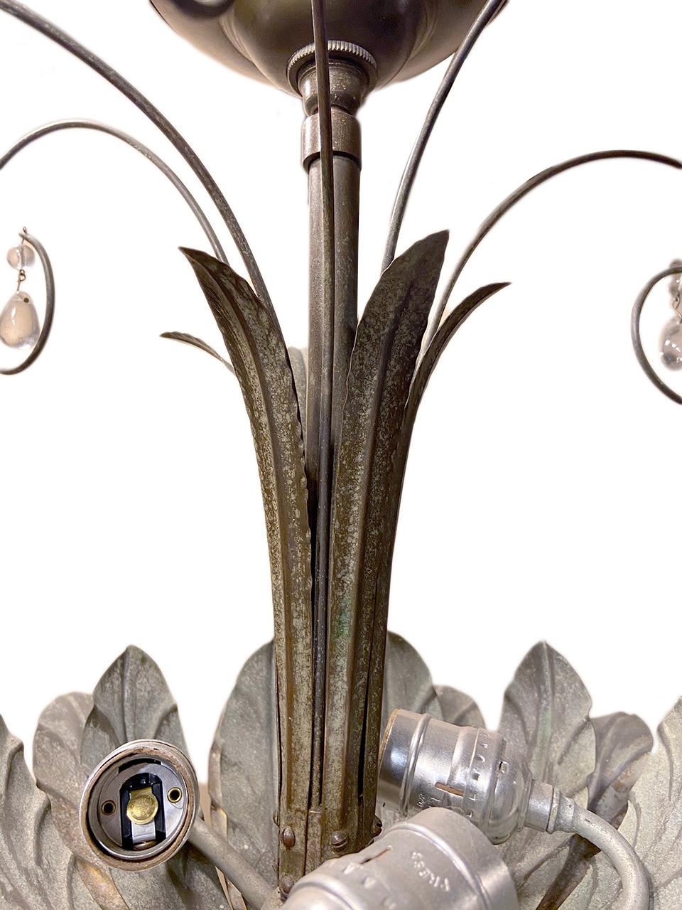 Cold-Painted Painted Tole Light Fixture For Sale