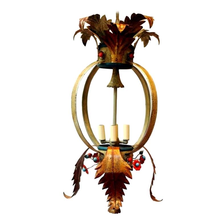 Painted Tole Open Lantern For Sale