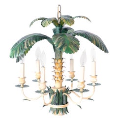 Painted Tole Palm Tree Chandelier