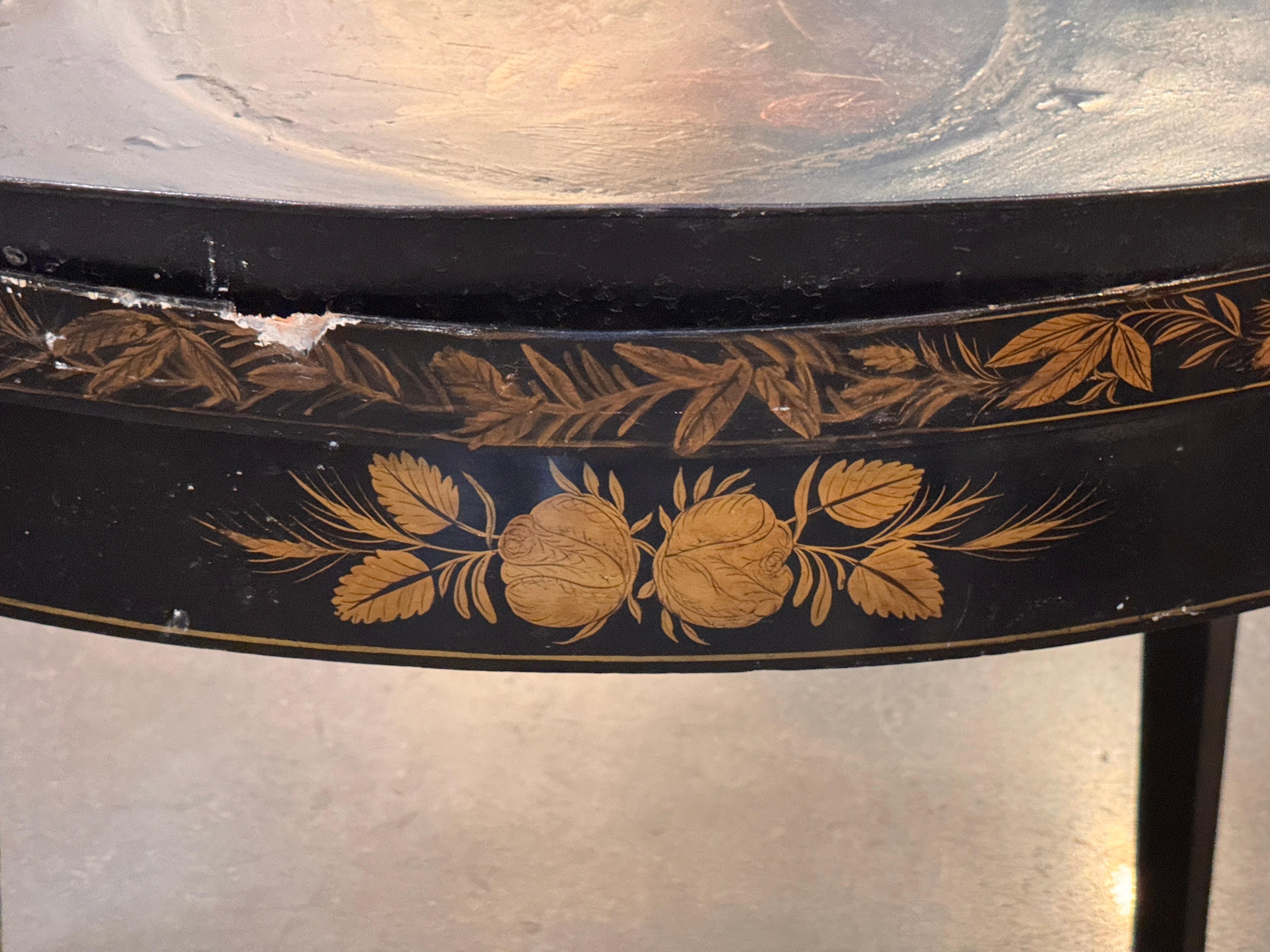 Painted Tole Tray on Stand For Sale 6