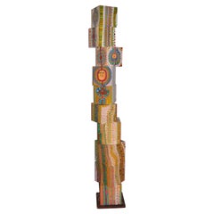 Tall Totem Cubist Surrealist Columnar Sculpture by Juan Romero Spain 1970's