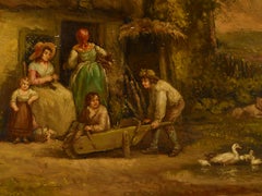 Painted tray showing rural scene Marked Wontner and C Benson London