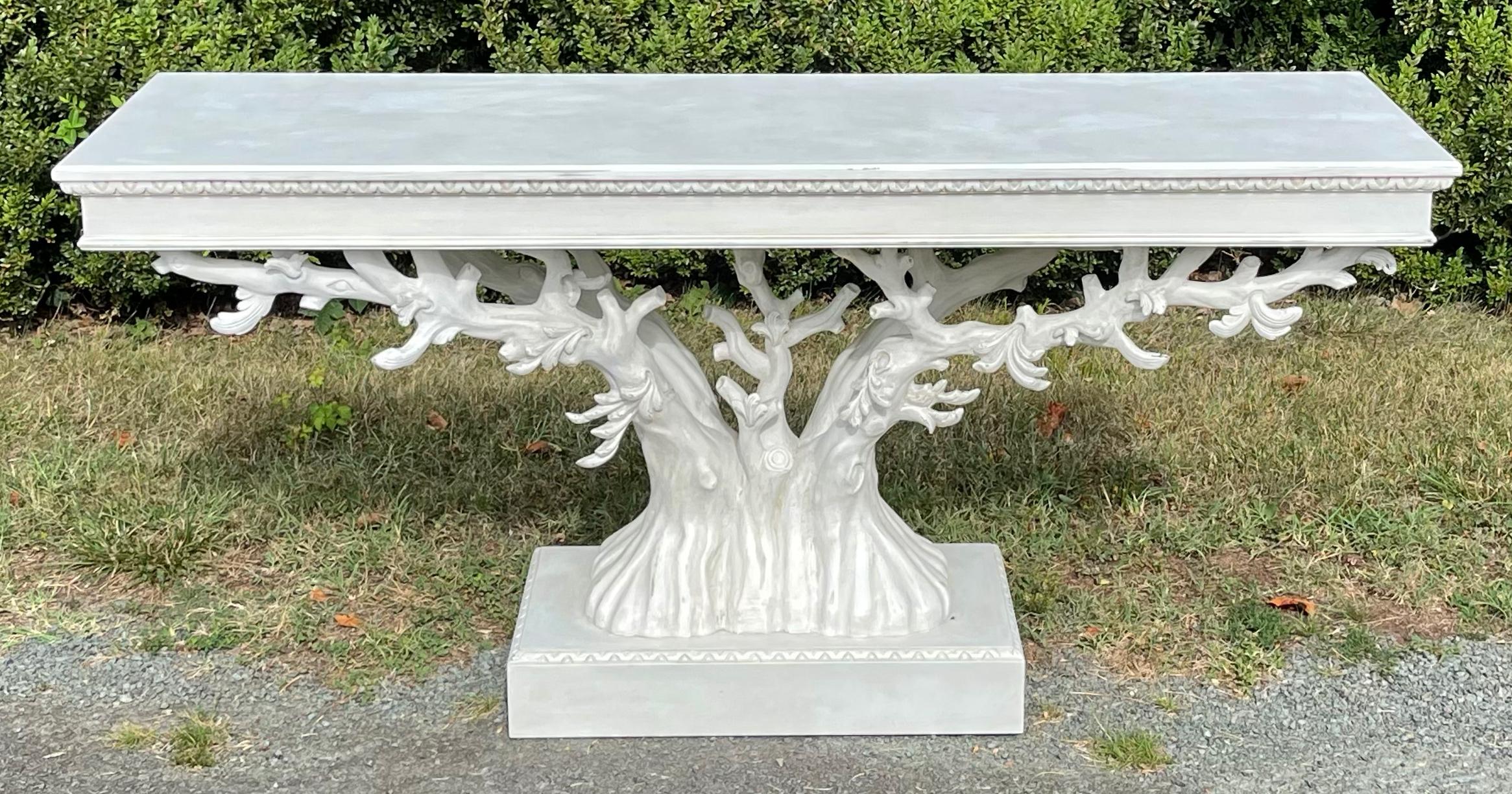 American Painted Tree Form Console Table