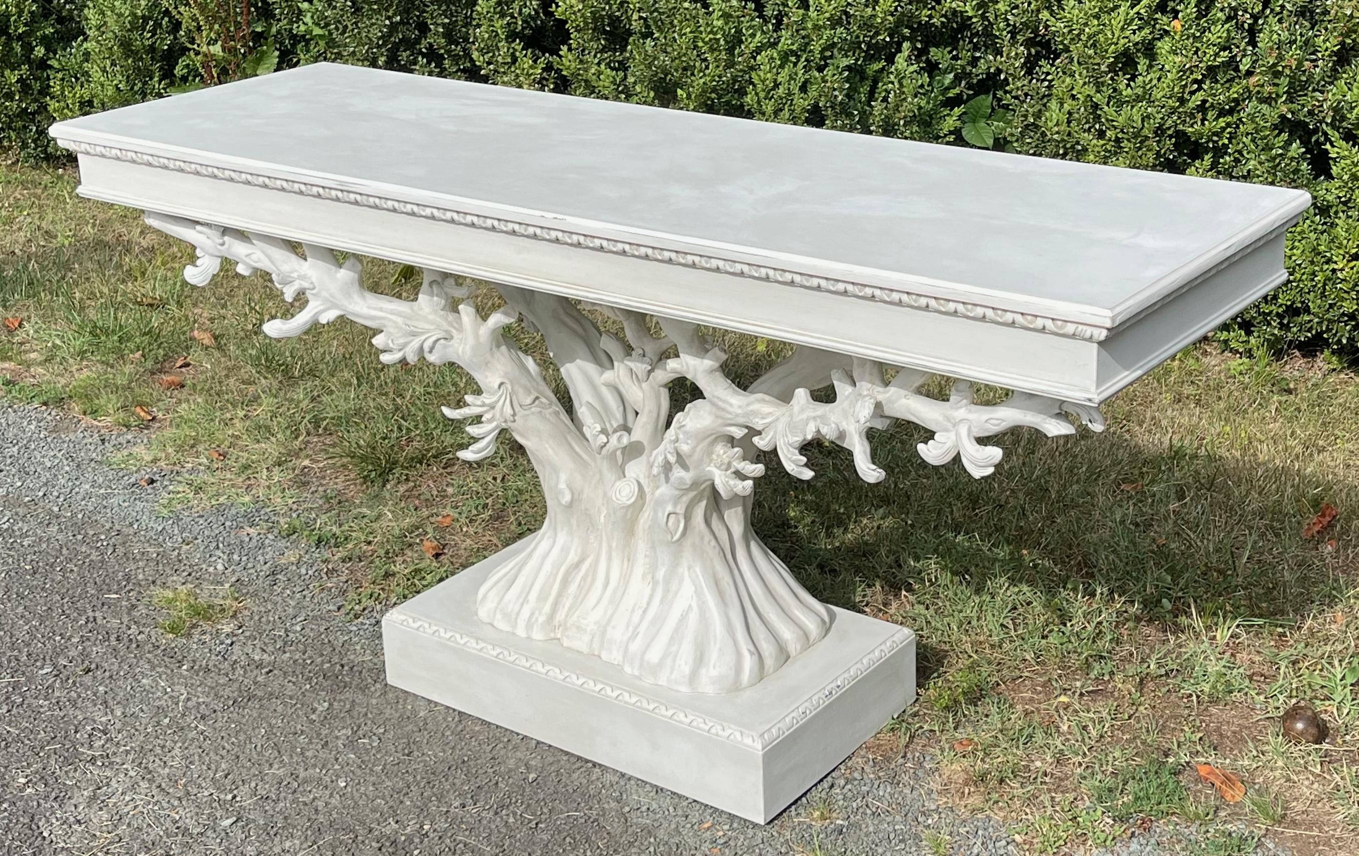 Fiberglass Painted Tree Form Console Table
