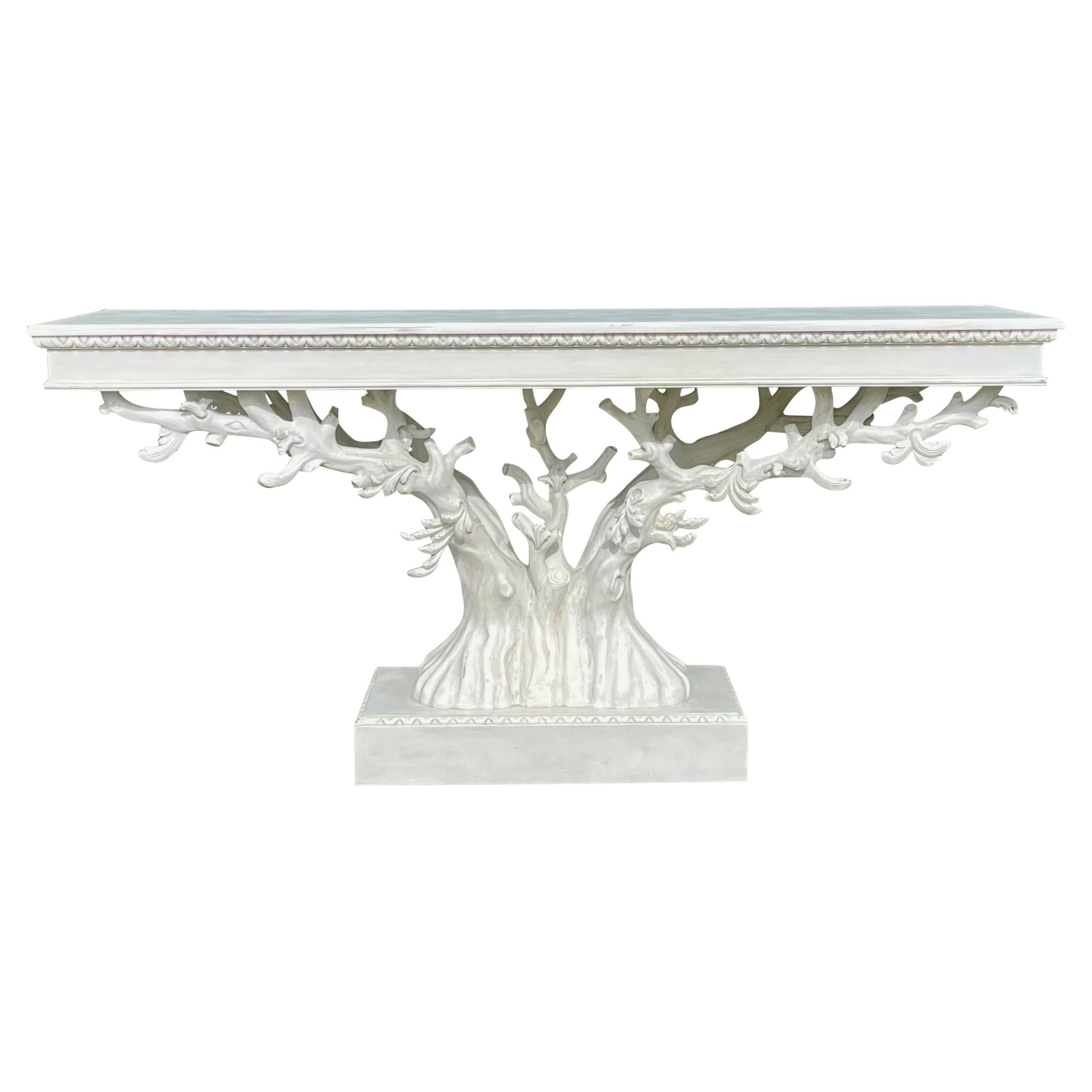 Painted Tree Form Console Table