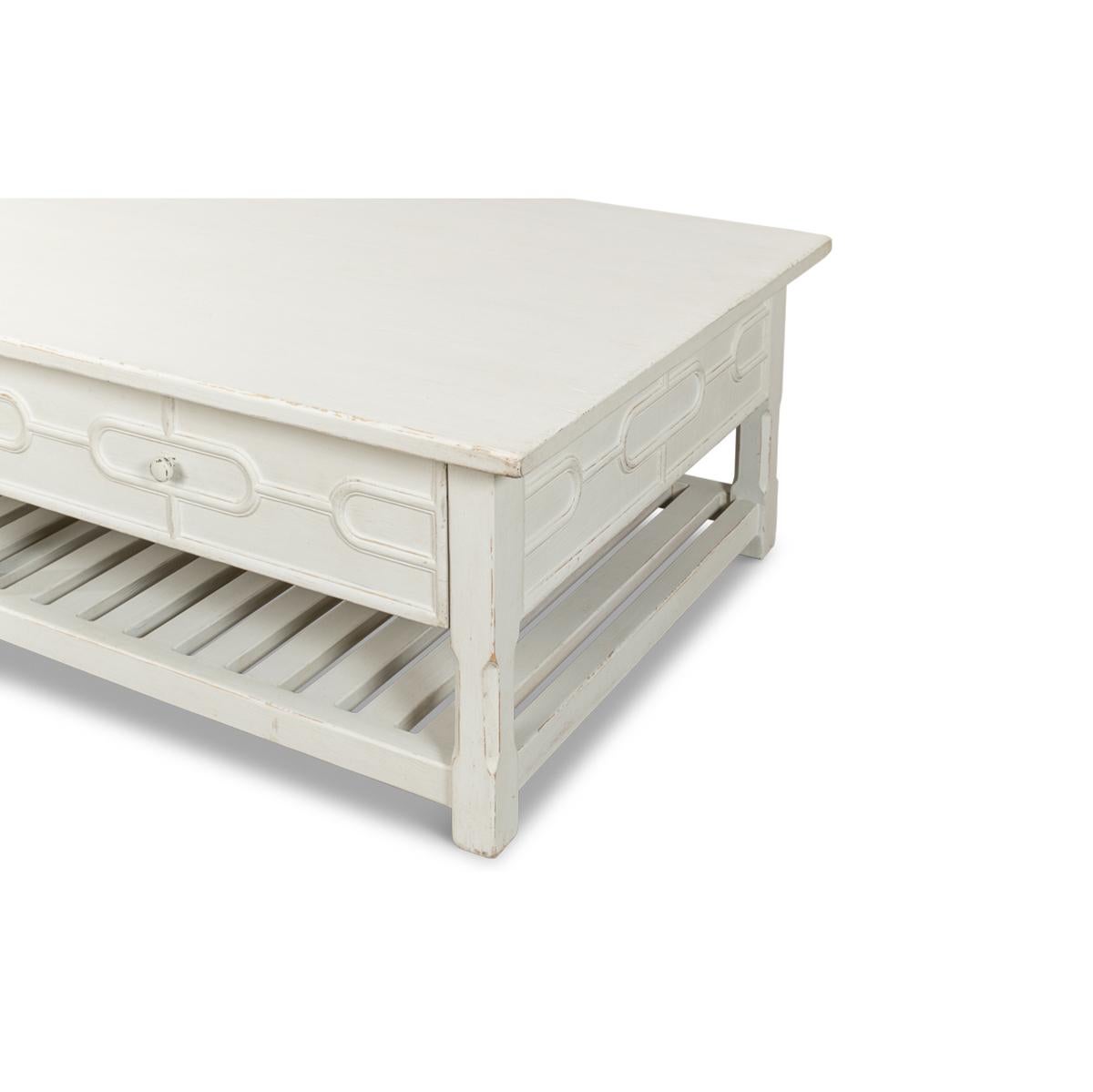 Contemporary Painted Trellis Coffee Table For Sale
