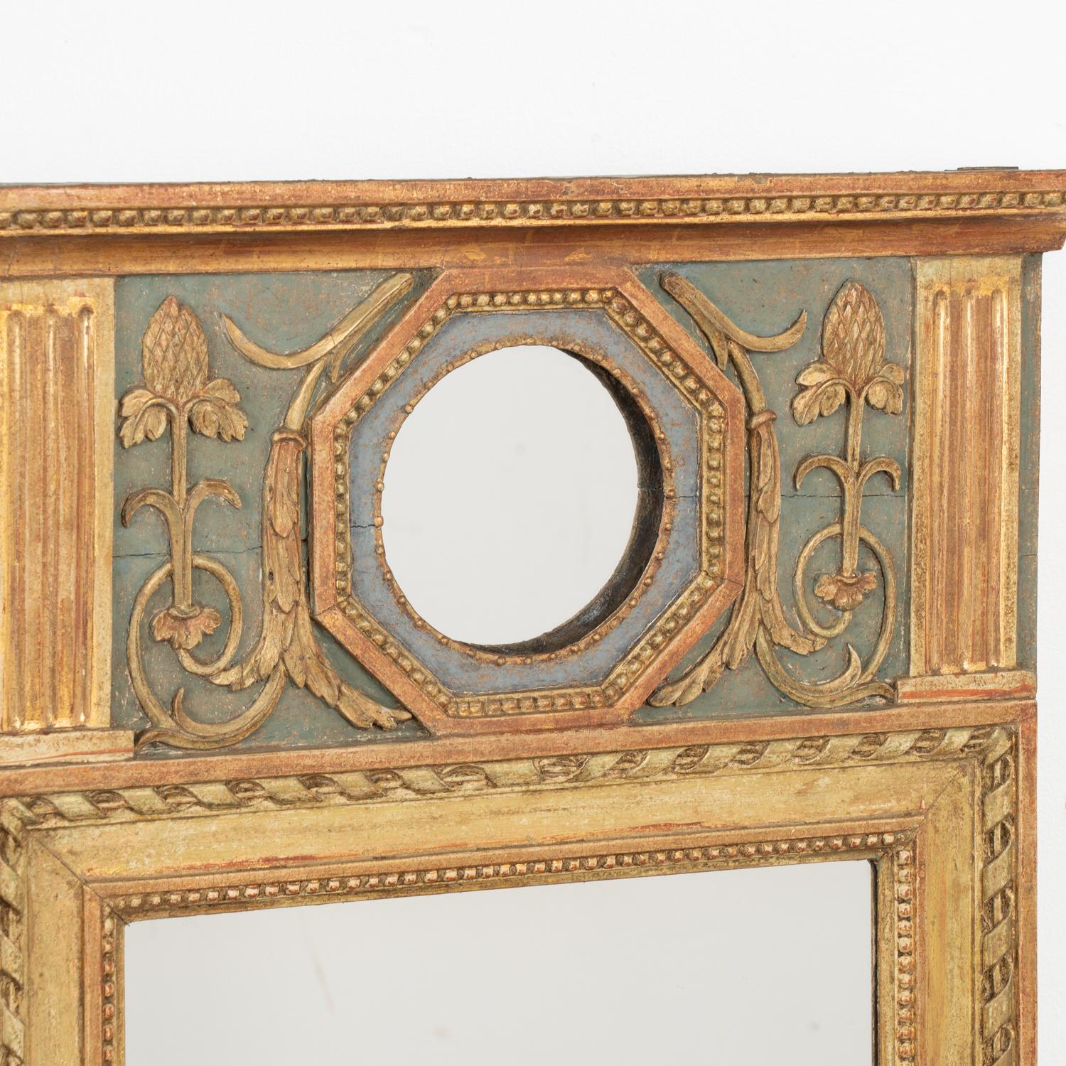 Gustavian Painted Trumeau Mirror, Sweden circa 1820-80 For Sale