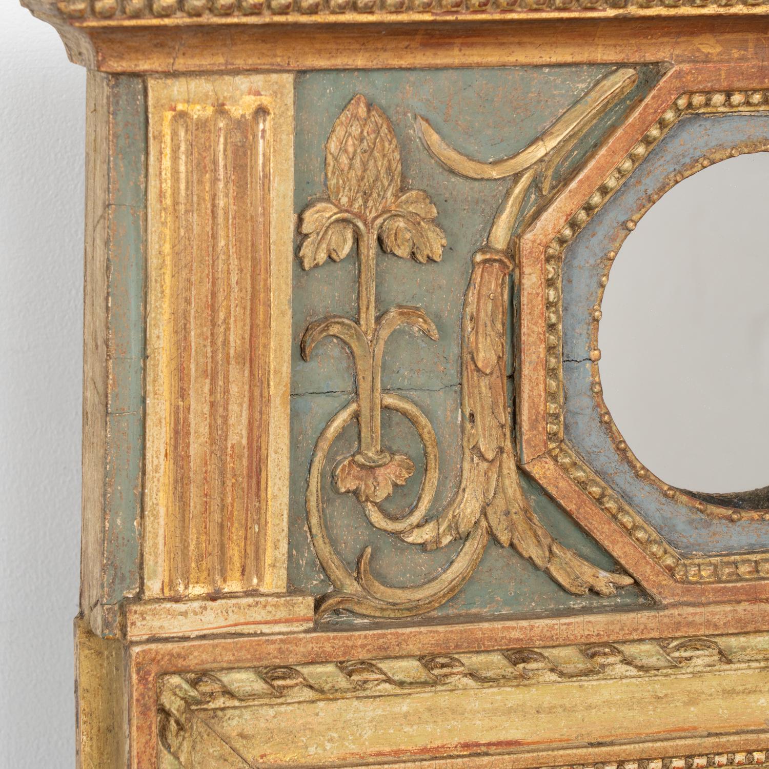 Swedish Painted Trumeau Mirror, Sweden circa 1820-80 For Sale