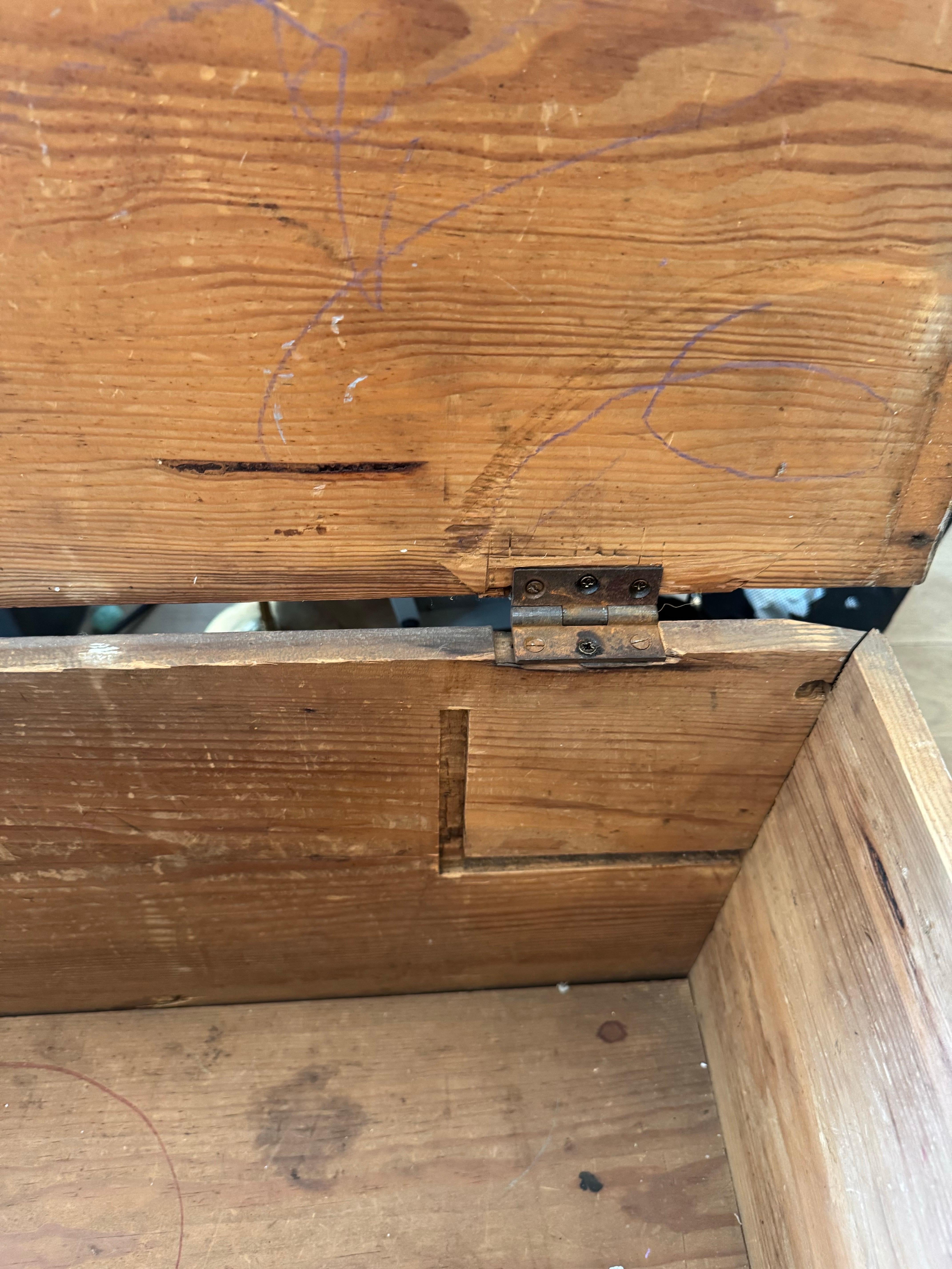 Painted Trunk with Leaf Motif In Fair Condition For Sale In New York, NY