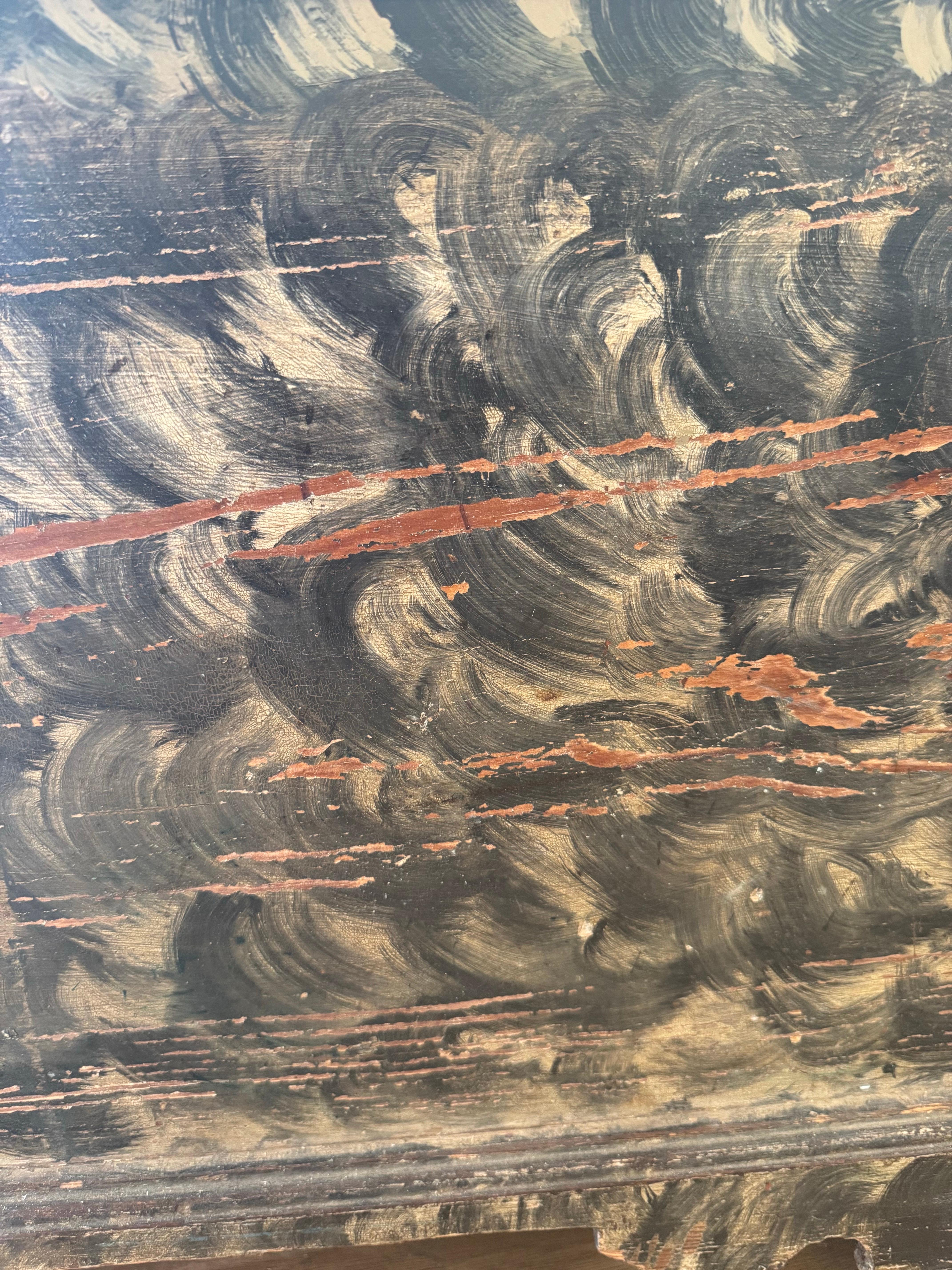 19th Century Painted Trunk with Leaf Motif For Sale