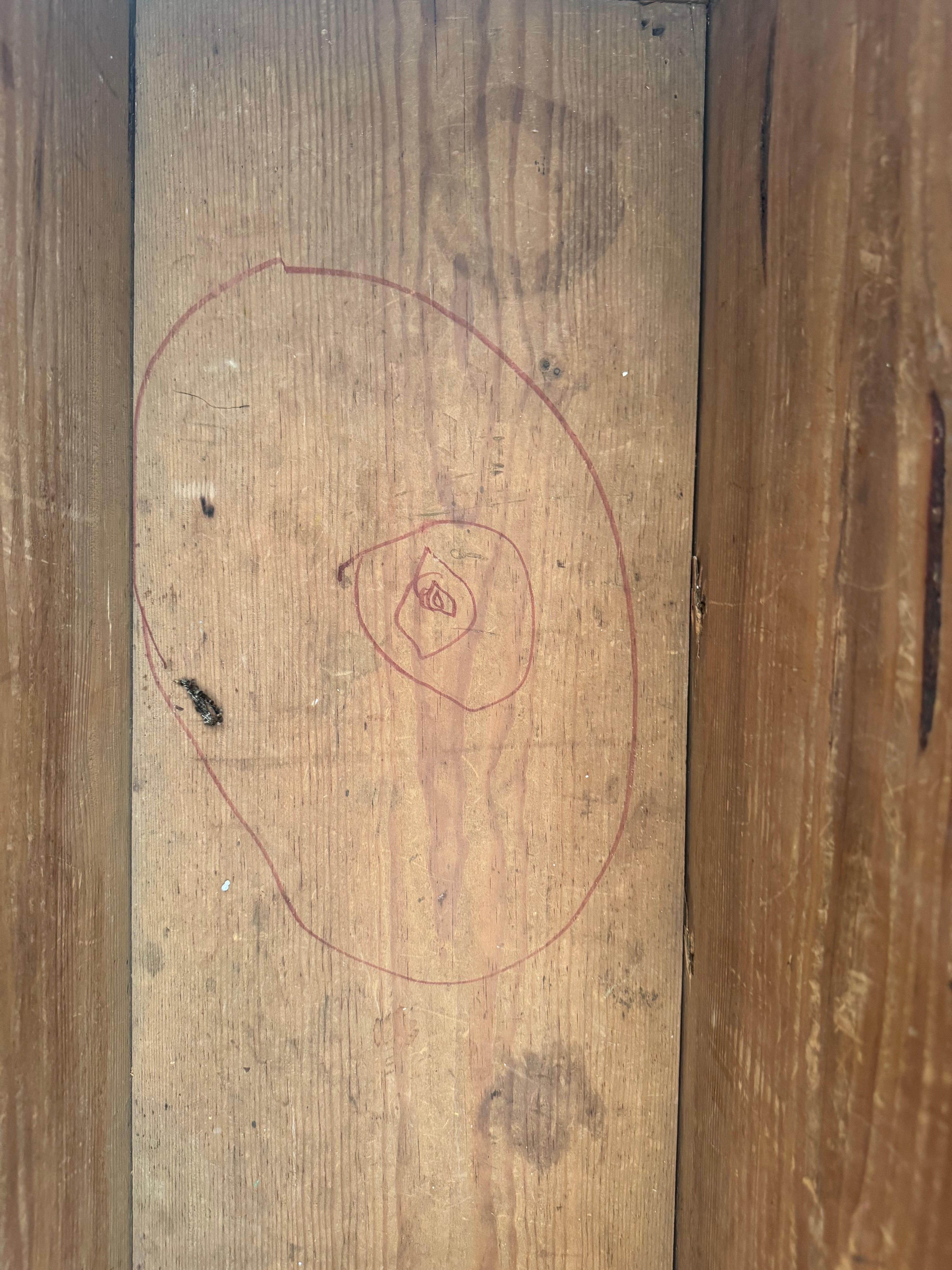 Reclaimed Wood Painted Trunk with Leaf Motif For Sale