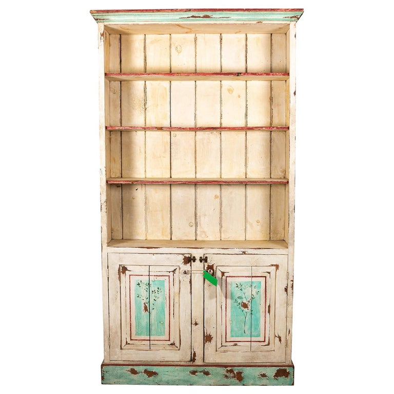 Painted Two-Door Bookcase For Sale