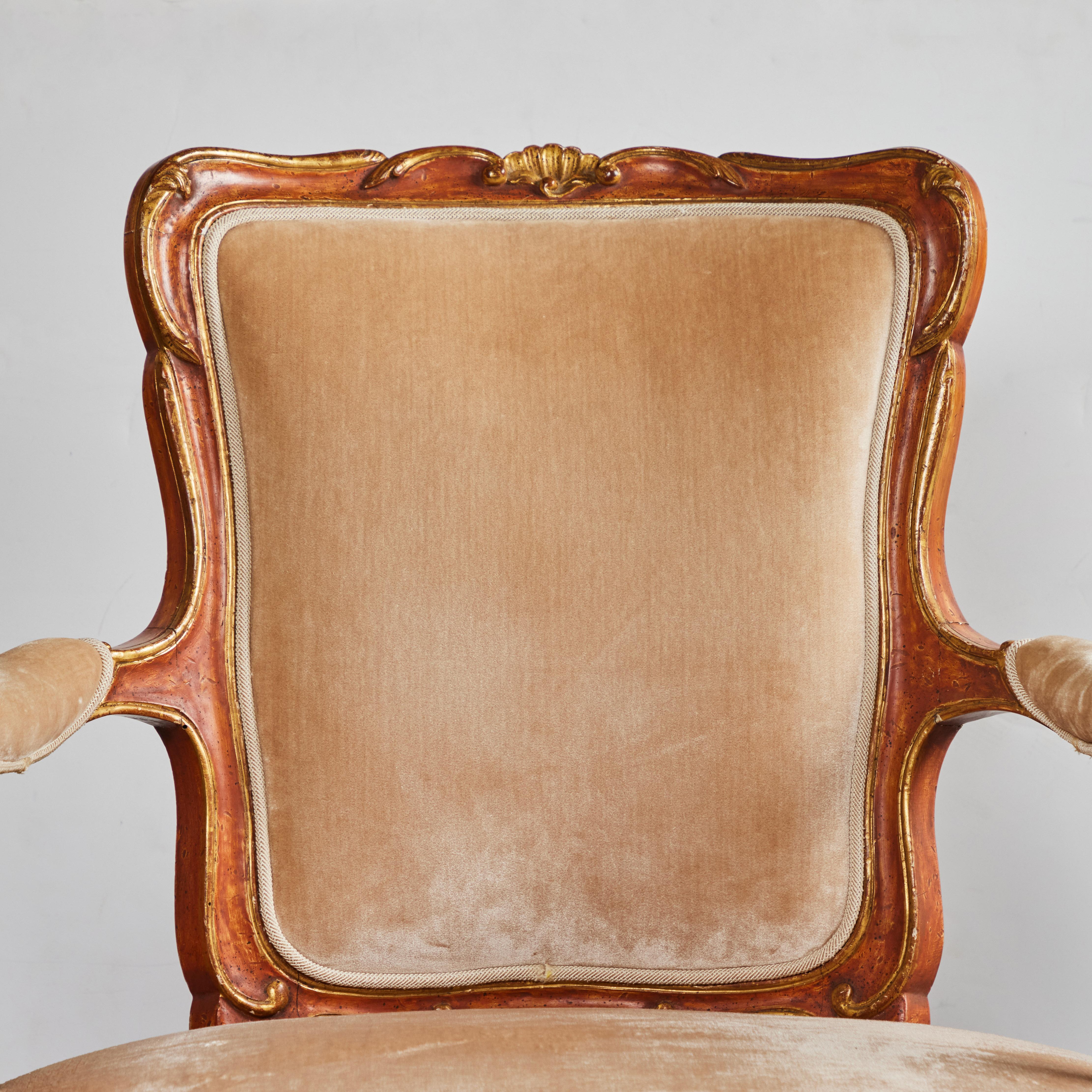 Gilt Painted Venetian Armchair For Sale