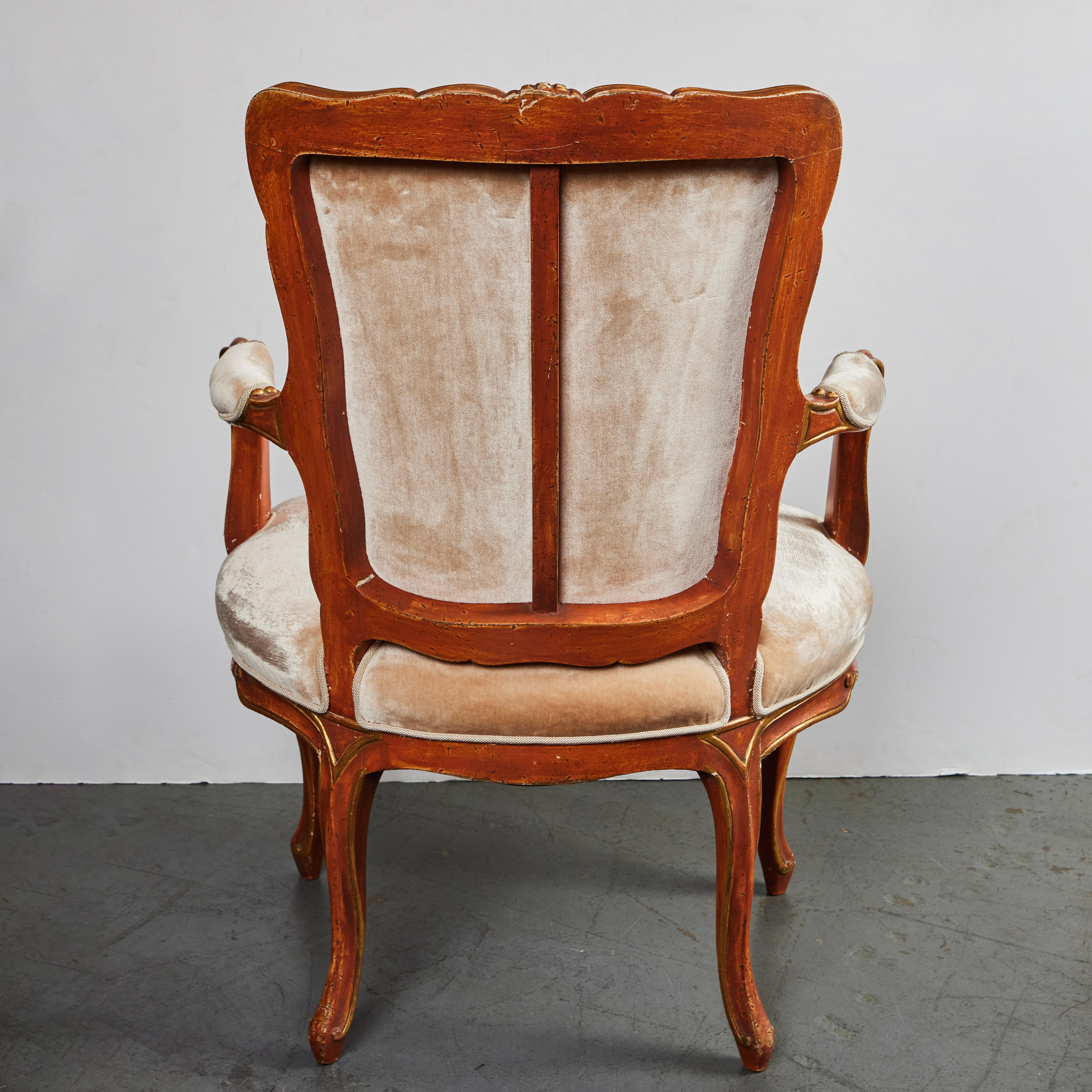 Fabric Painted Venetian Armchair For Sale
