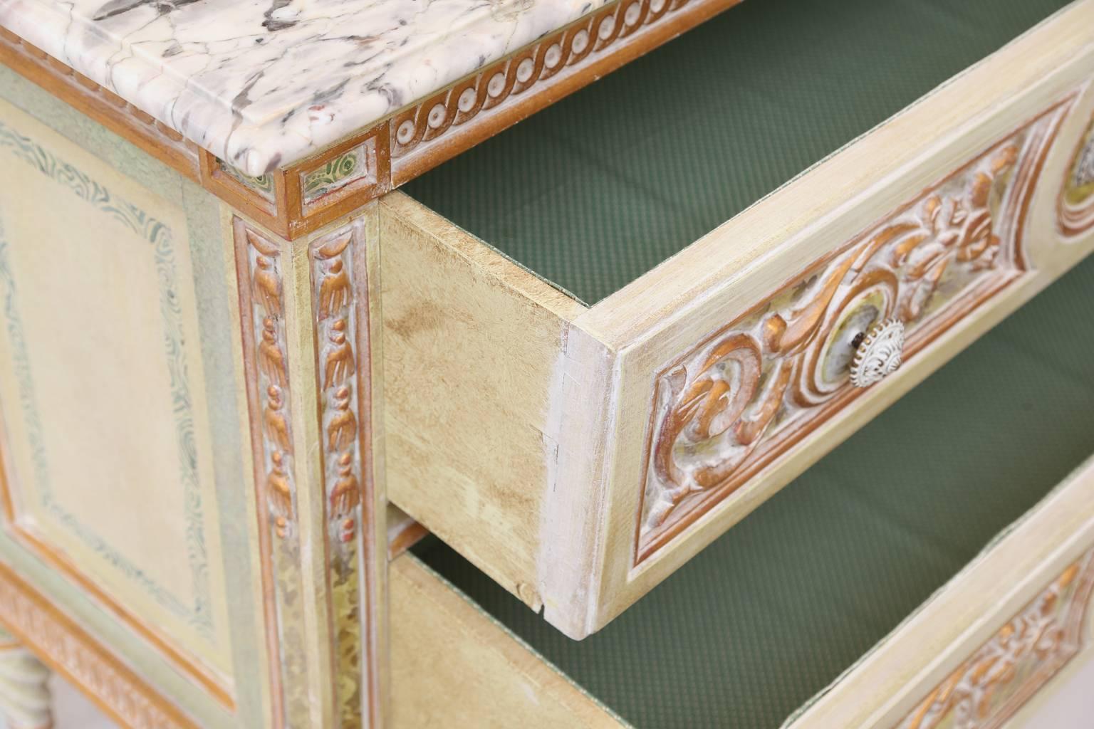Painted Venetian Style Commode with Marble Top 3
