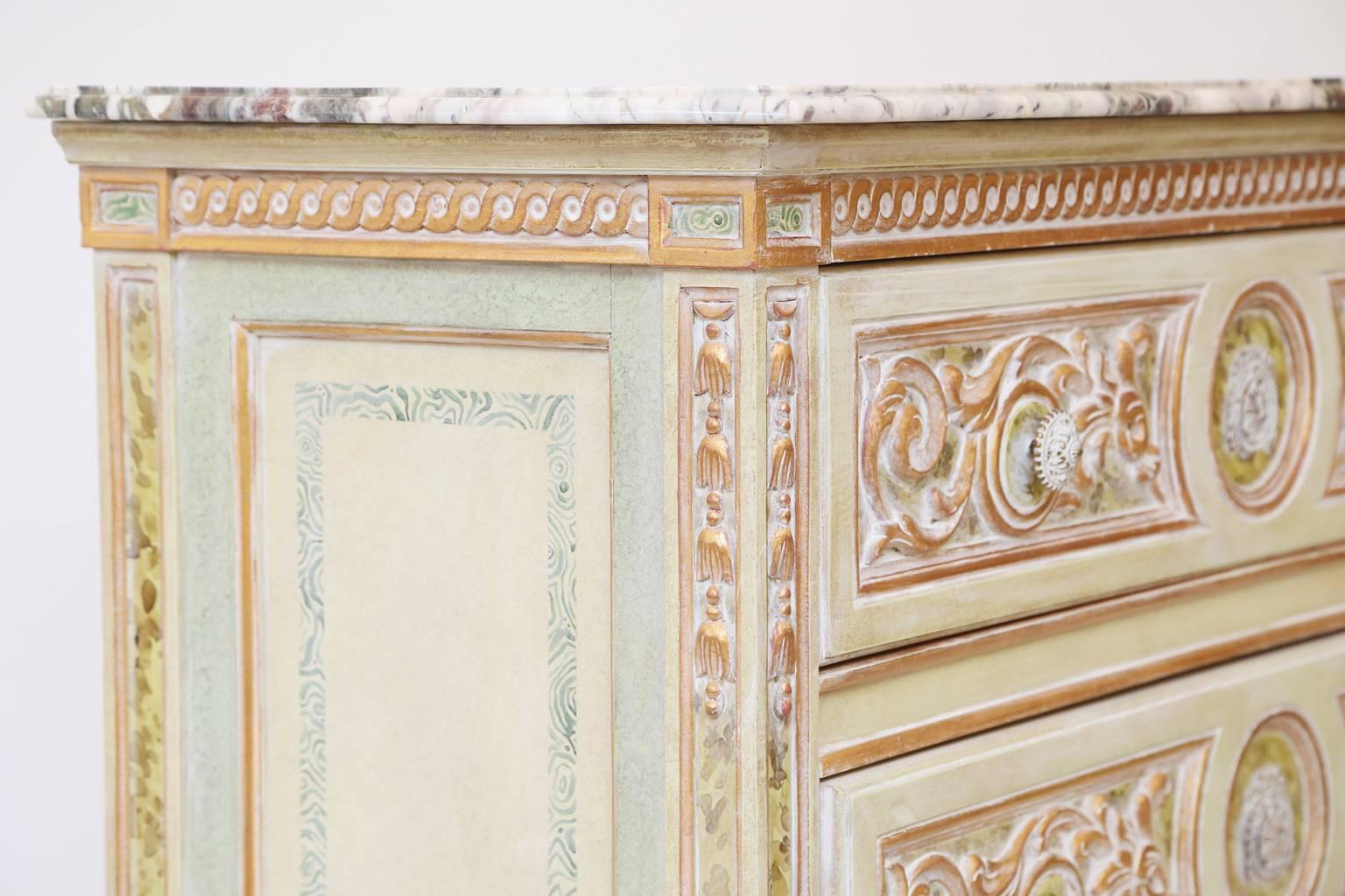 Painted Venetian Style Commode with Marble Top 5