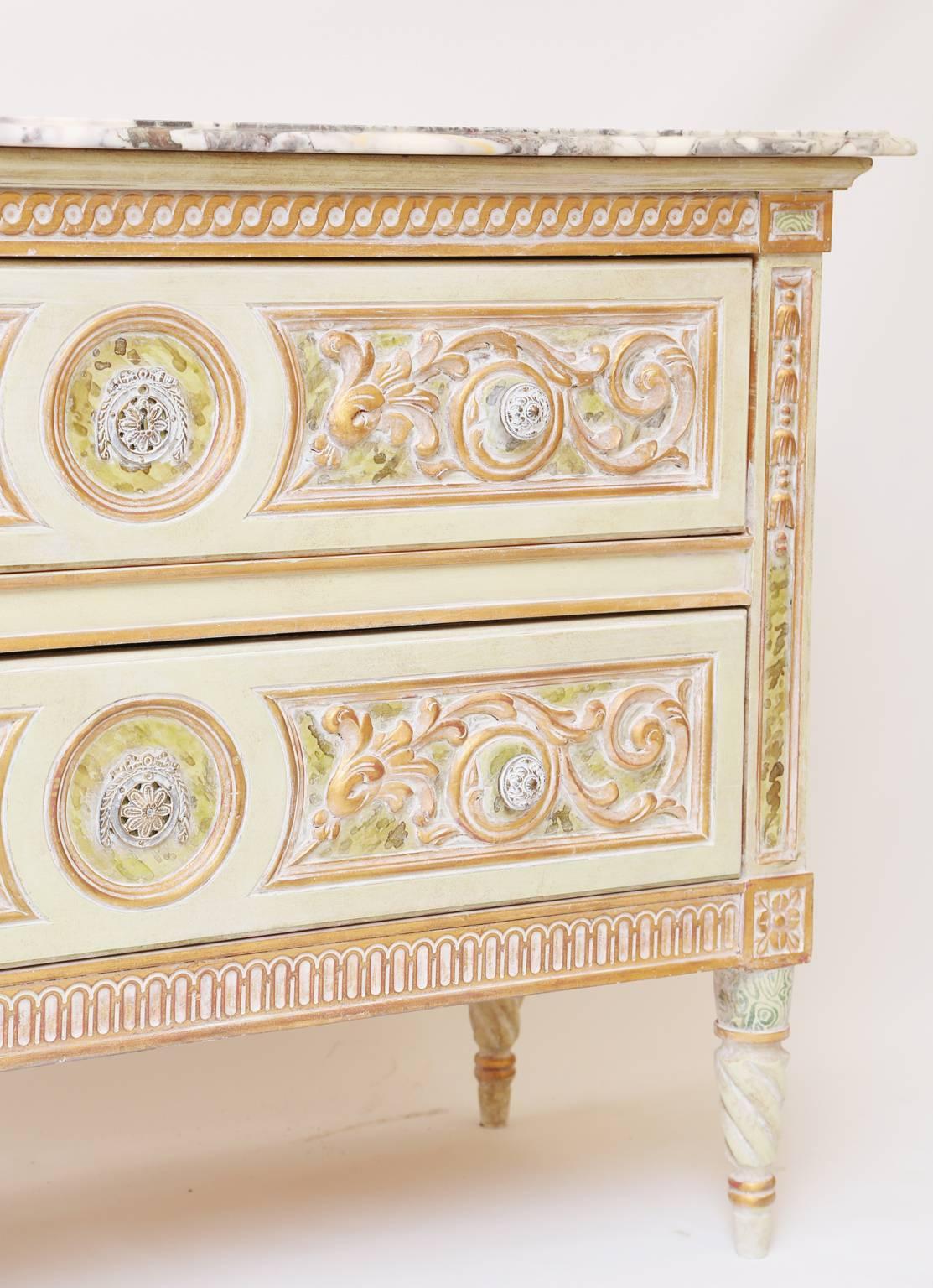 Italian Painted Venetian Style Commode with Marble Top