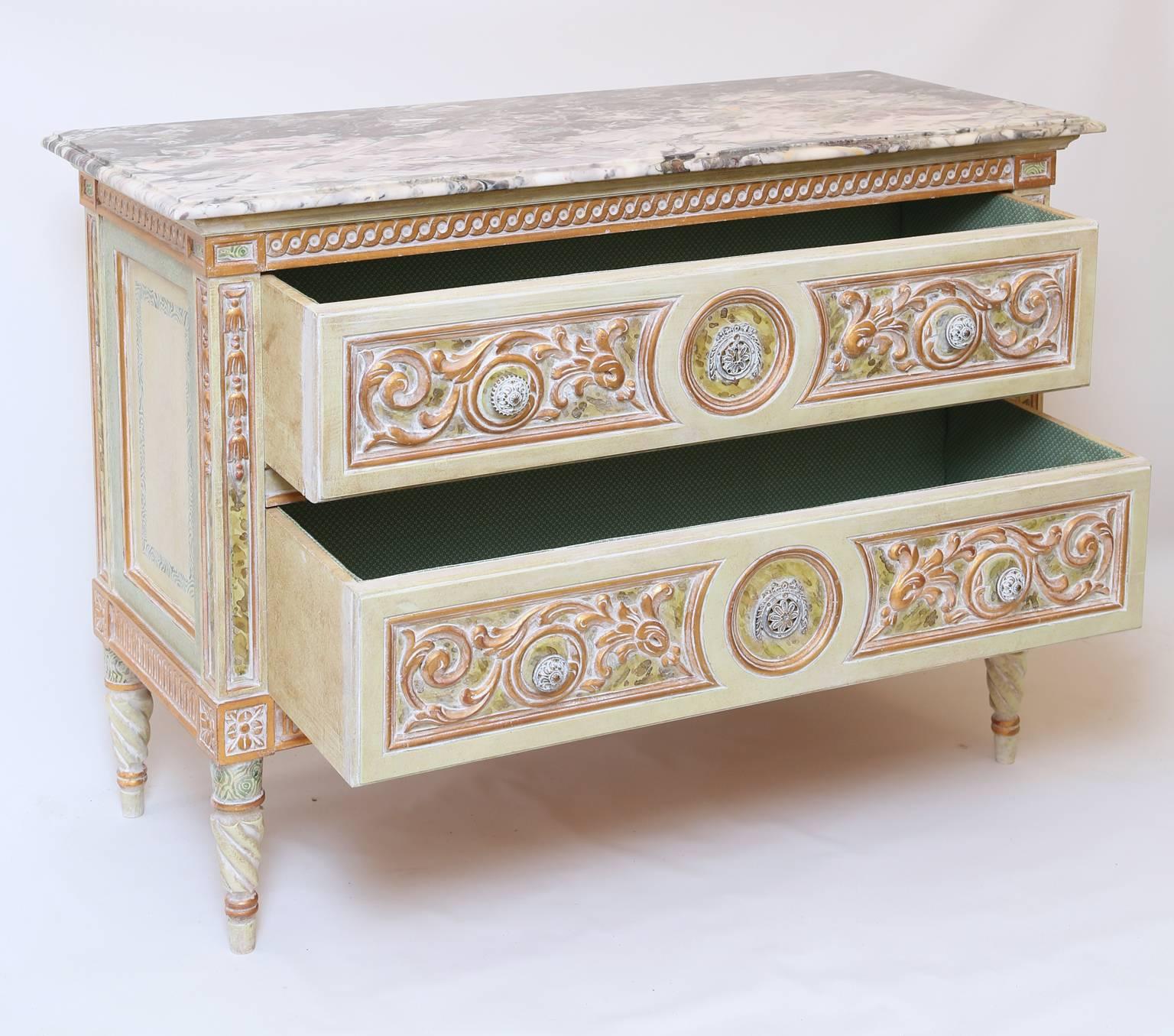 Painted Venetian Style Commode with Marble Top 2