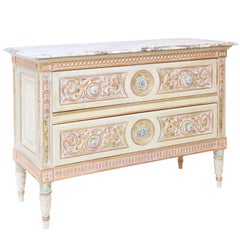 Painted Venetian Style Commode with Marble Top