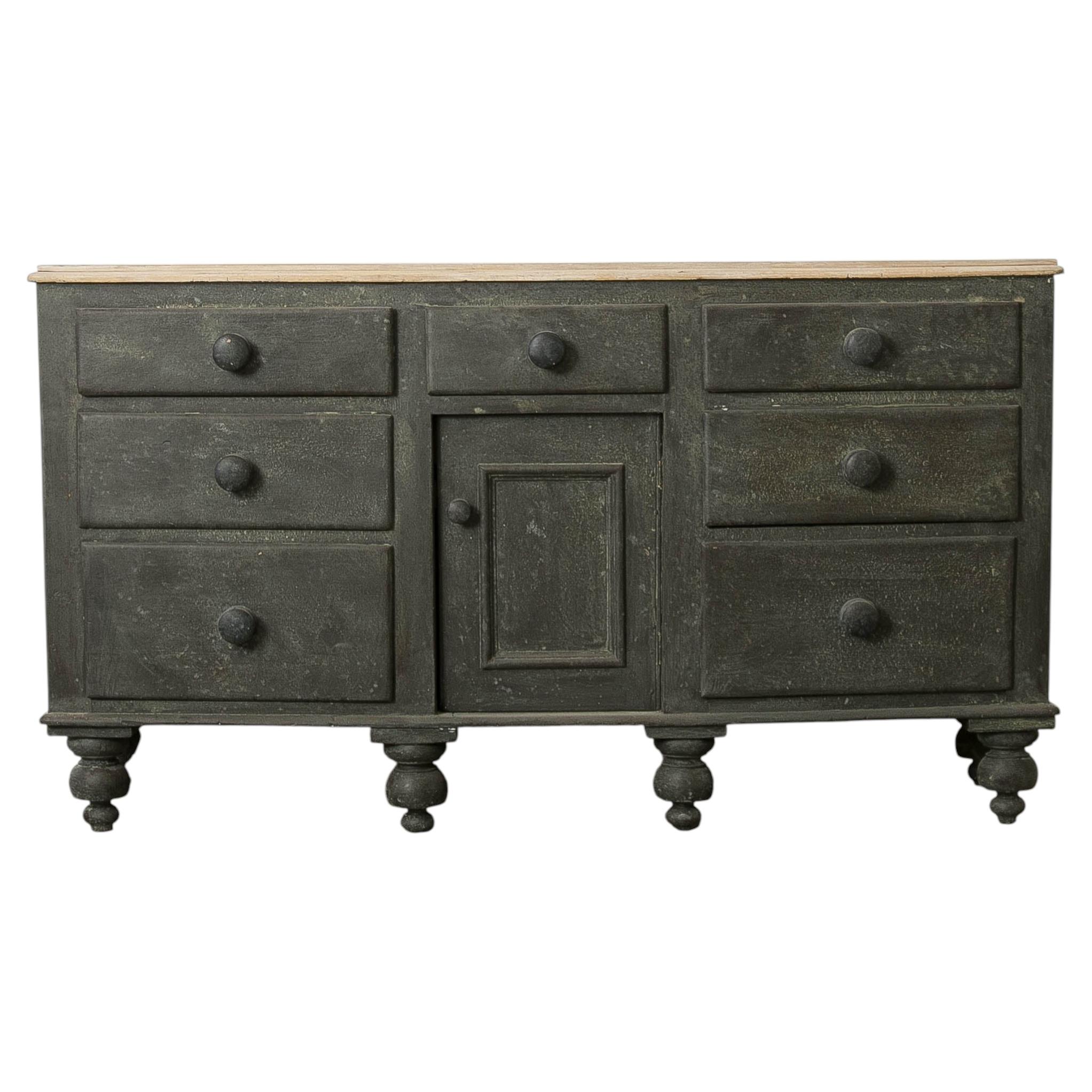 Commode victorienne, pin peint, sept tiroirs, Angleterre, 1880