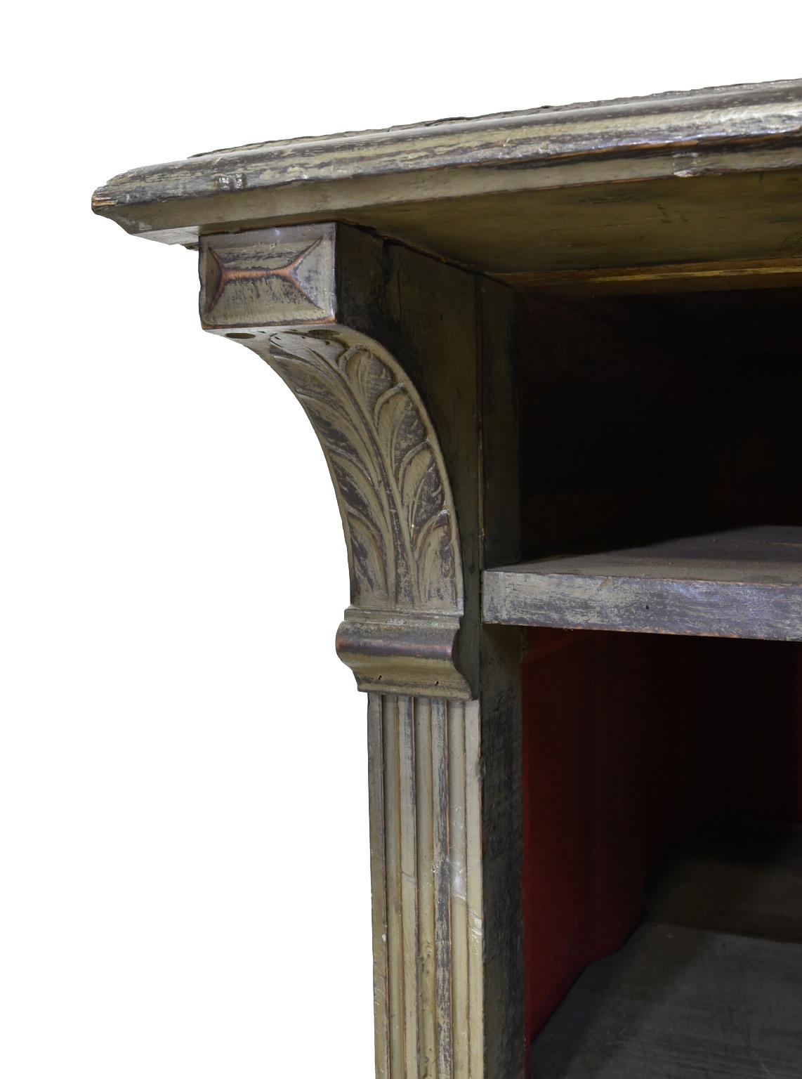 Painted Antique Victorian Store Counter with Zinc Top, England, circa 1880 3