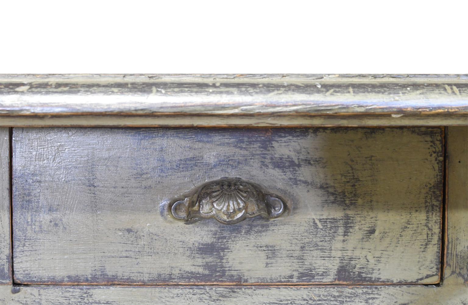 Painted Antique Victorian Store Counter with Zinc Top, England, circa 1880 7