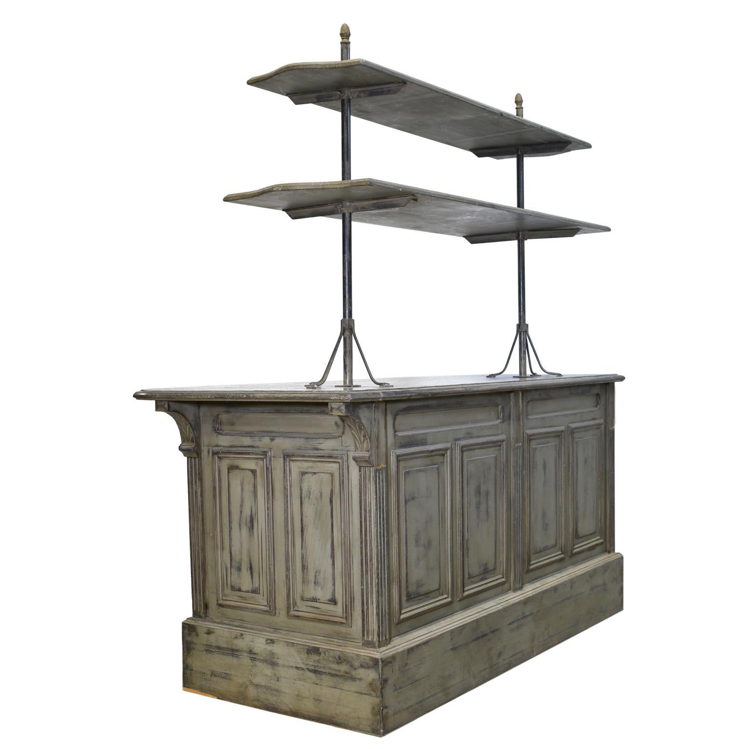 Painted Antique Victorian Store Counter with Zinc Top, England, circa 1880 im Zustand „Gut“ in Miami, FL
