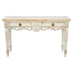 Painted Vintage Console Table with Marble Top by Century