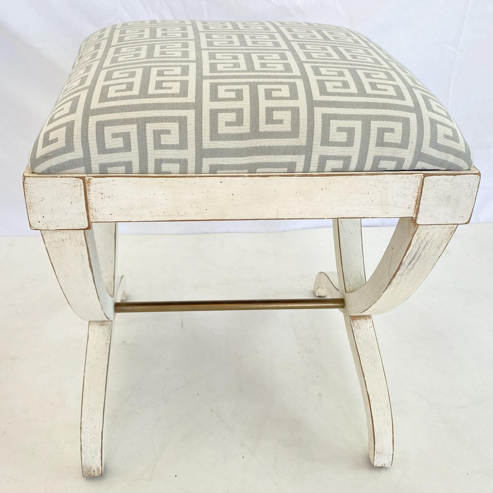 American Painted Vintage Square Curule Stool by Baker For Sale