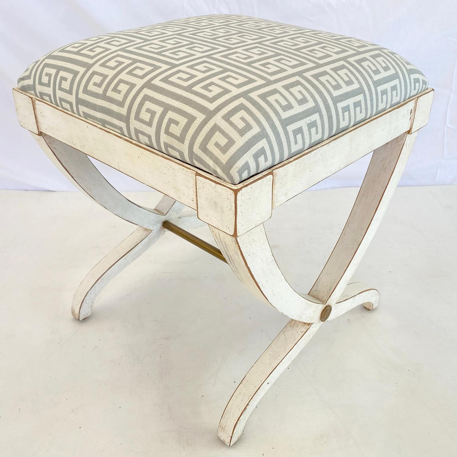 20th Century Painted Vintage Square Curule Stool by Baker For Sale