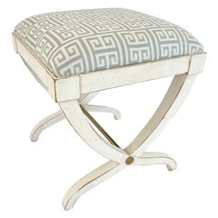 Painted Vintage Square Curule Stool by Baker