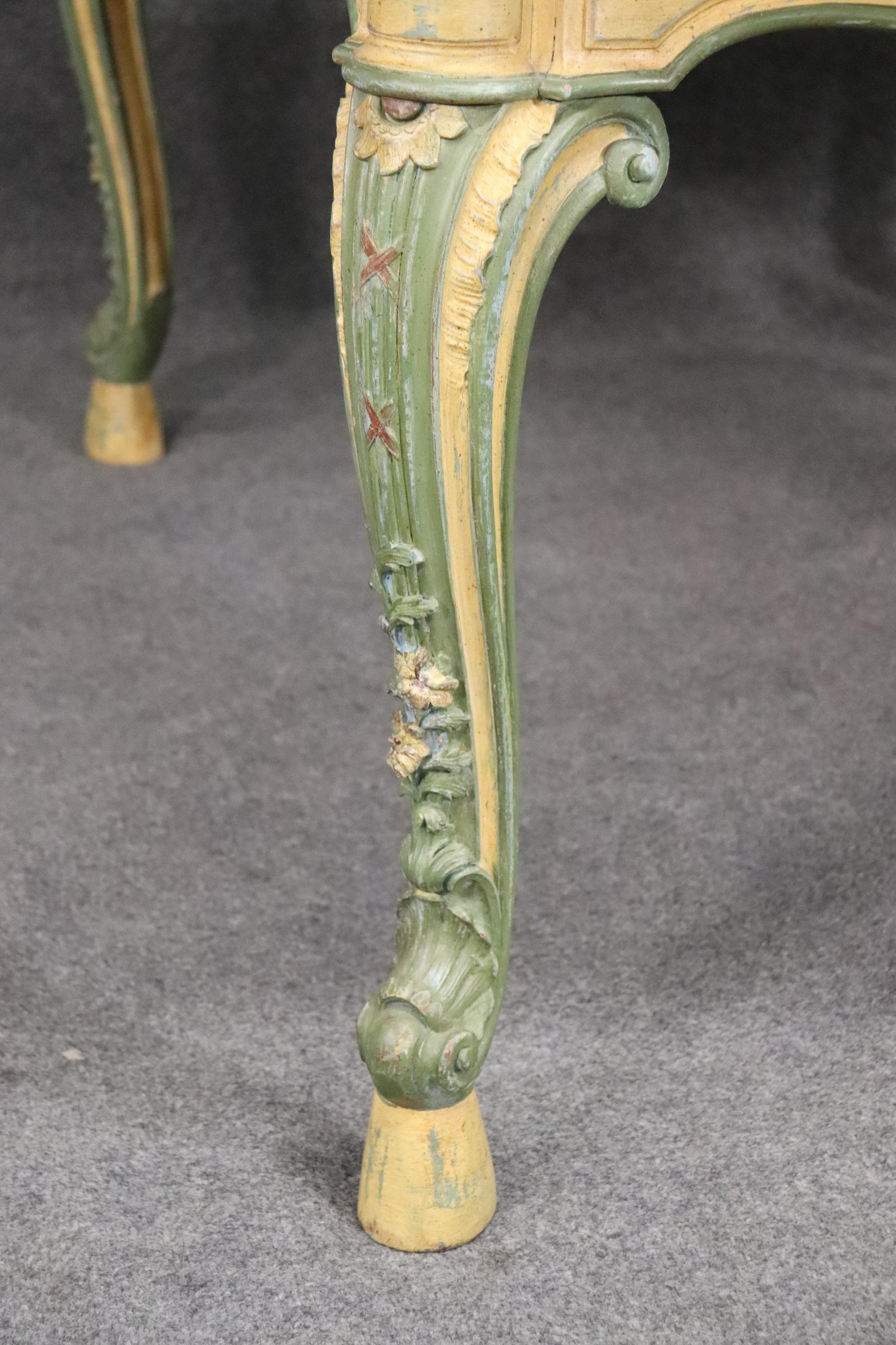 Painted Walnut Top French Country Louis XV Dining Table with Two Leaves 2
