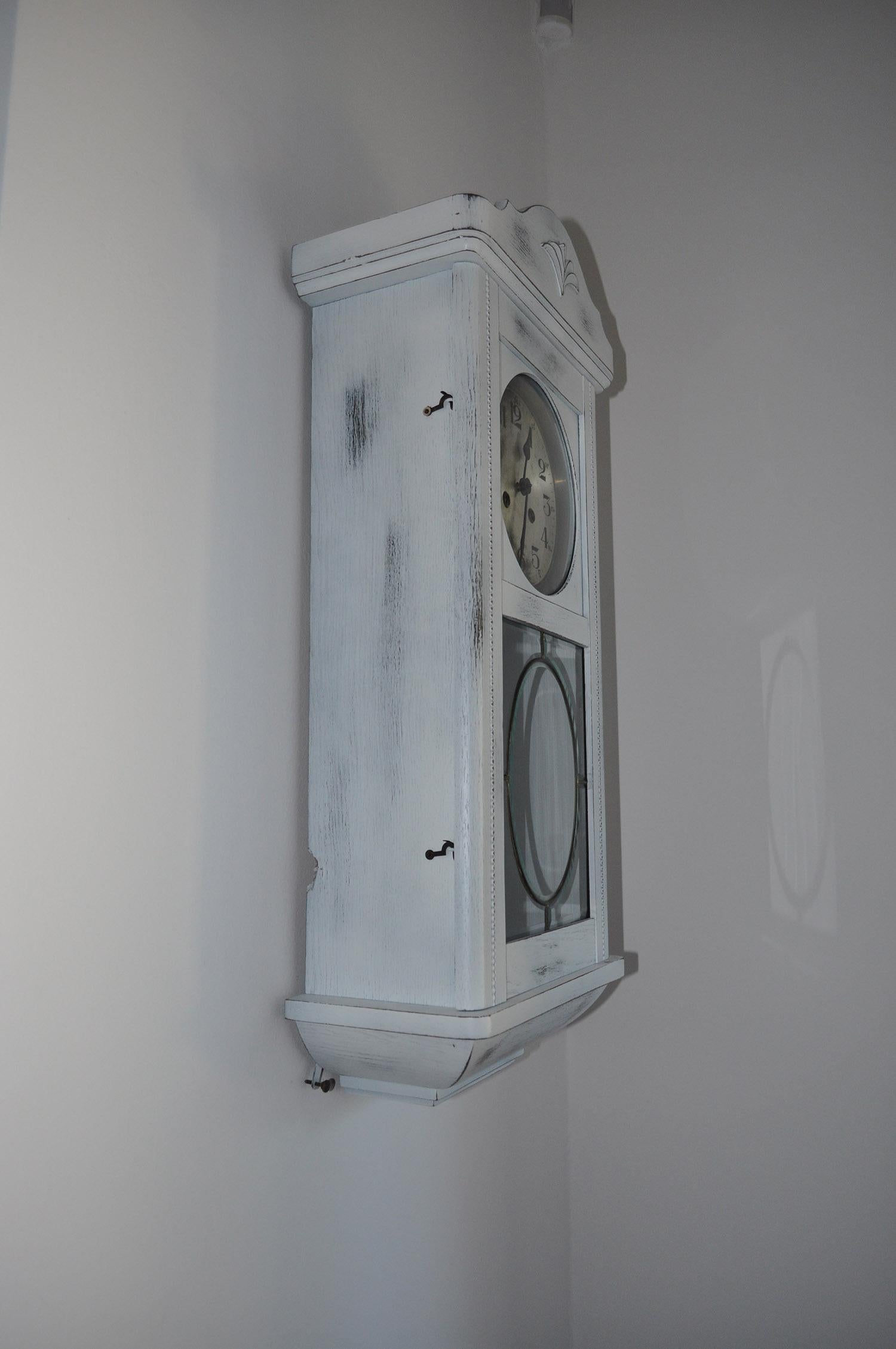 Mid-Century Modern Painted White Clock, circa 1940 For Sale