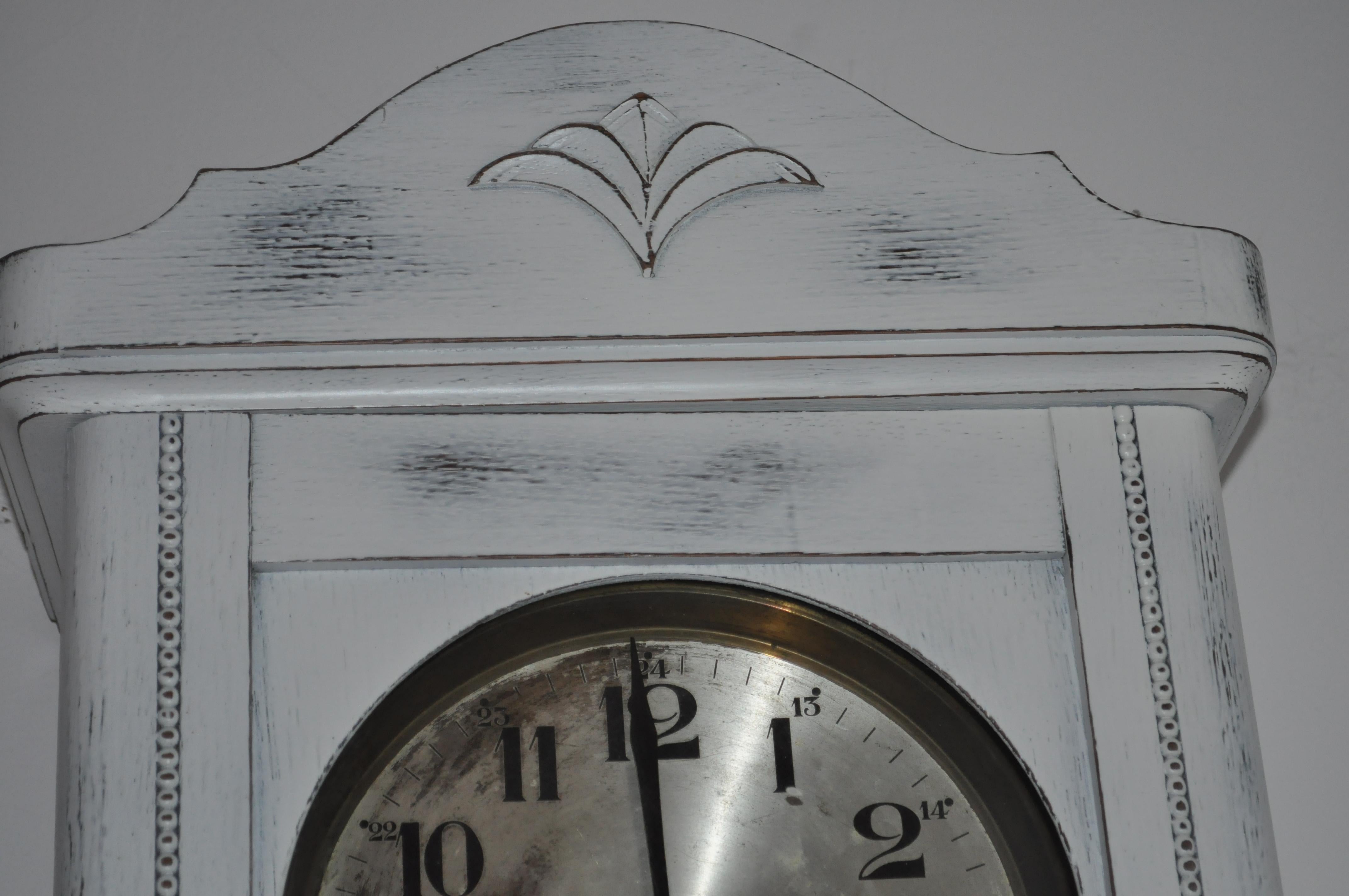 Mid-20th Century Painted White Clock, circa 1940 For Sale