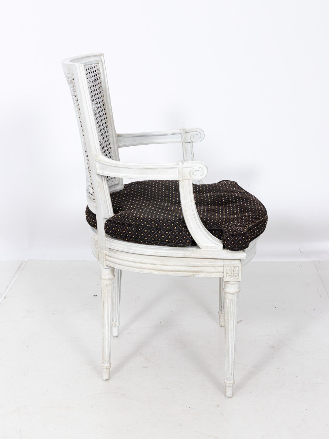 Painted White Louis XVI Style Canned Armchair 3