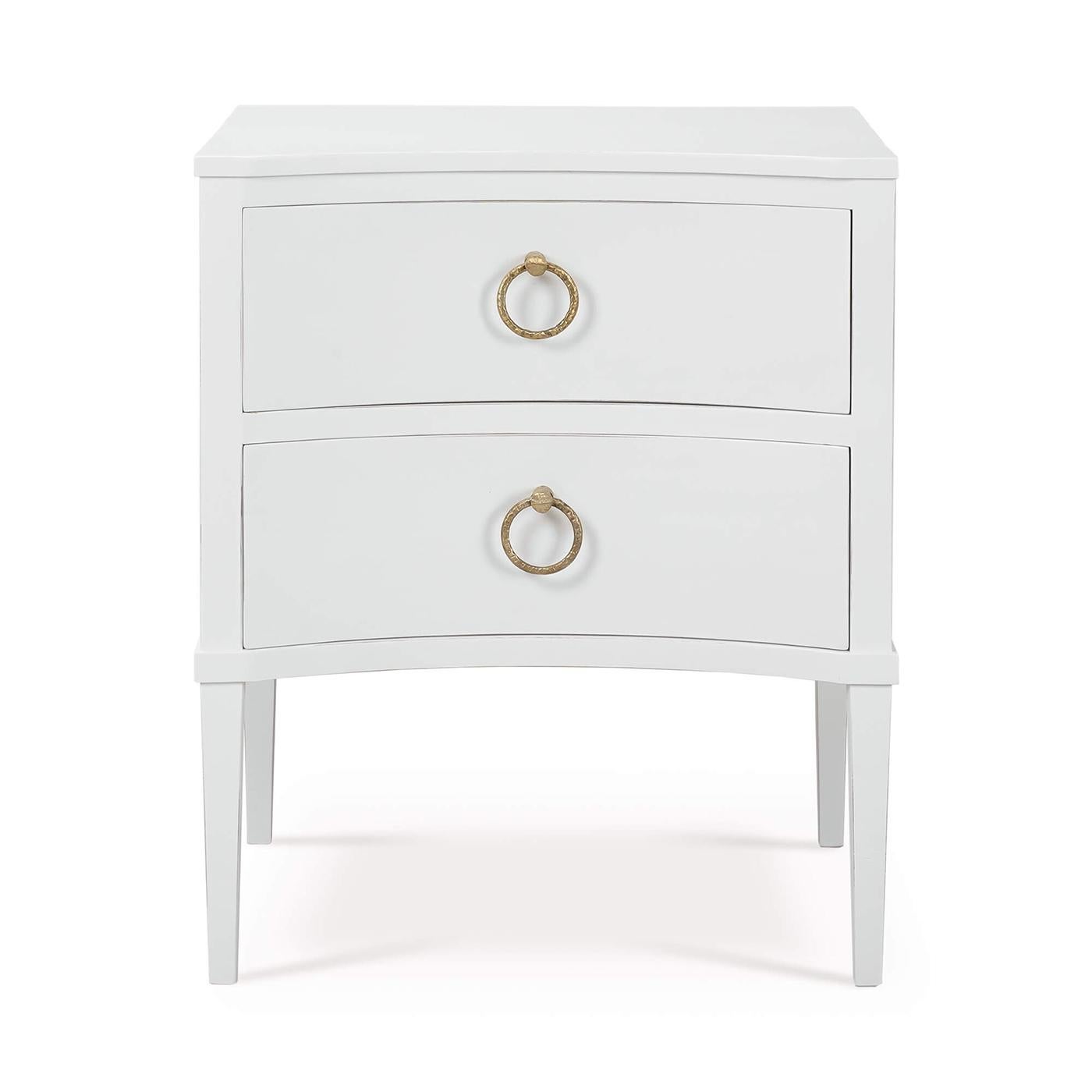 Neoclassical Painted White Neo Classic Incurved Nightstand For Sale