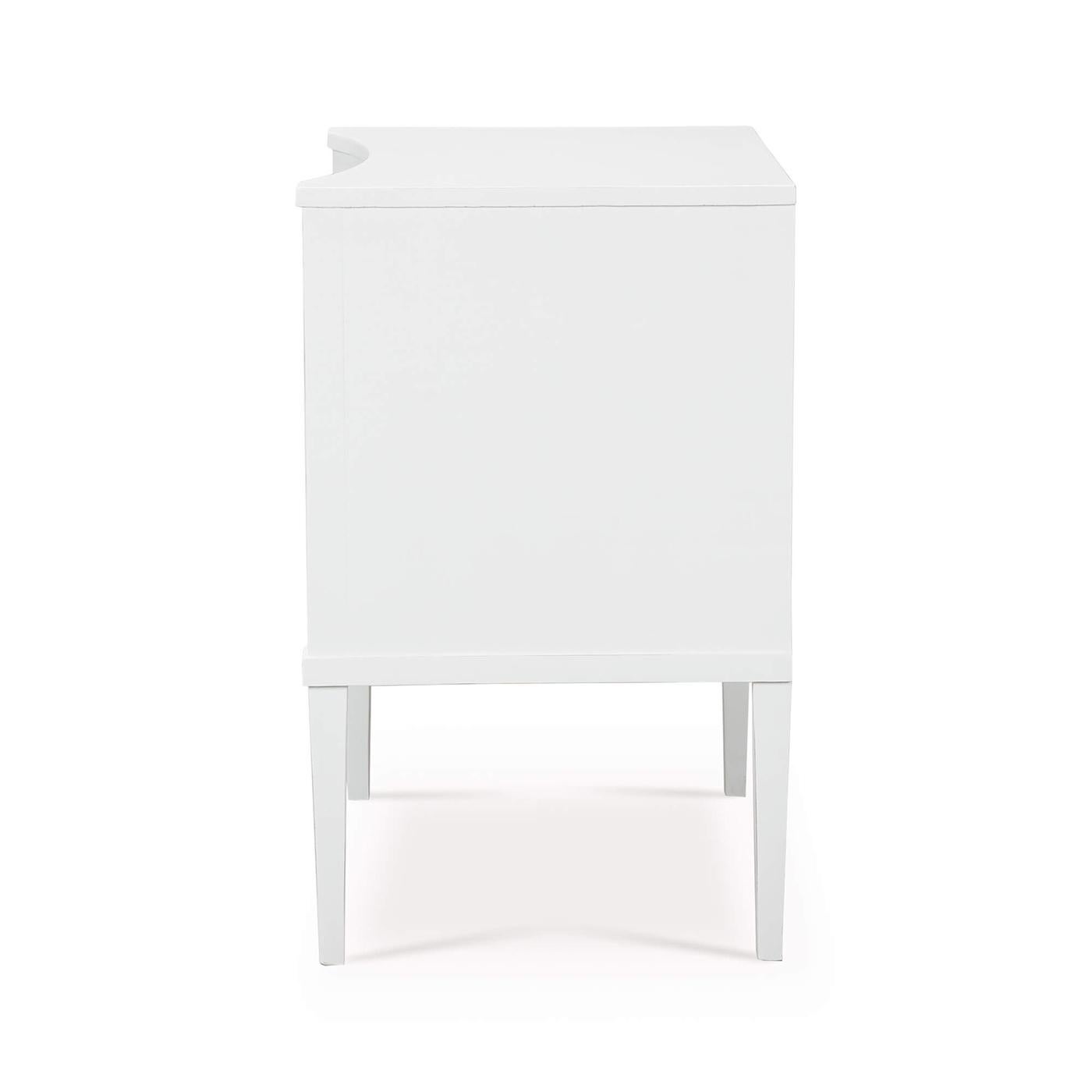 Indonesian Painted White Neo Classic Incurved Nightstand For Sale