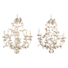 Painted White Tole Chandelier
