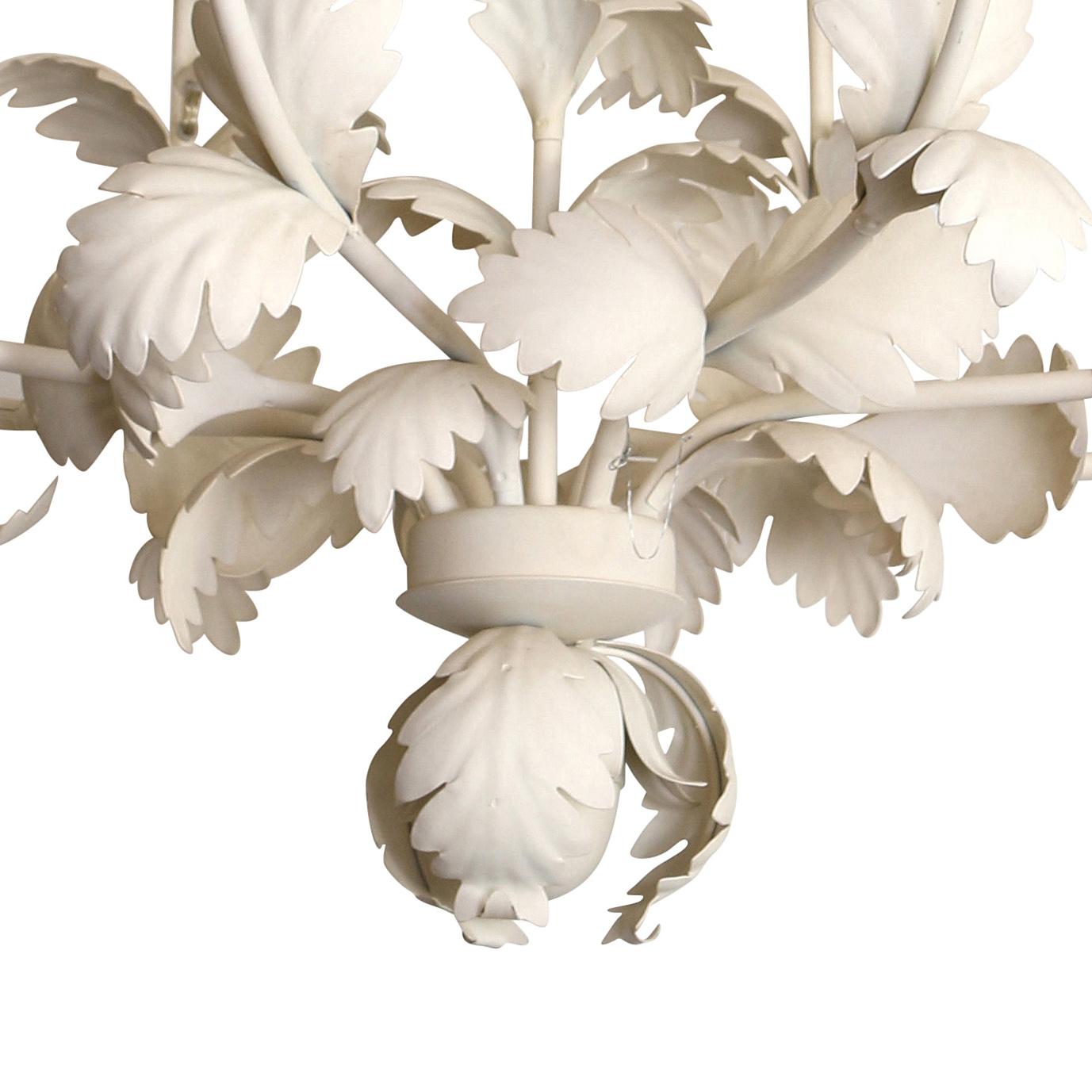 Unknown Painted White Tole Chandelier For Sale